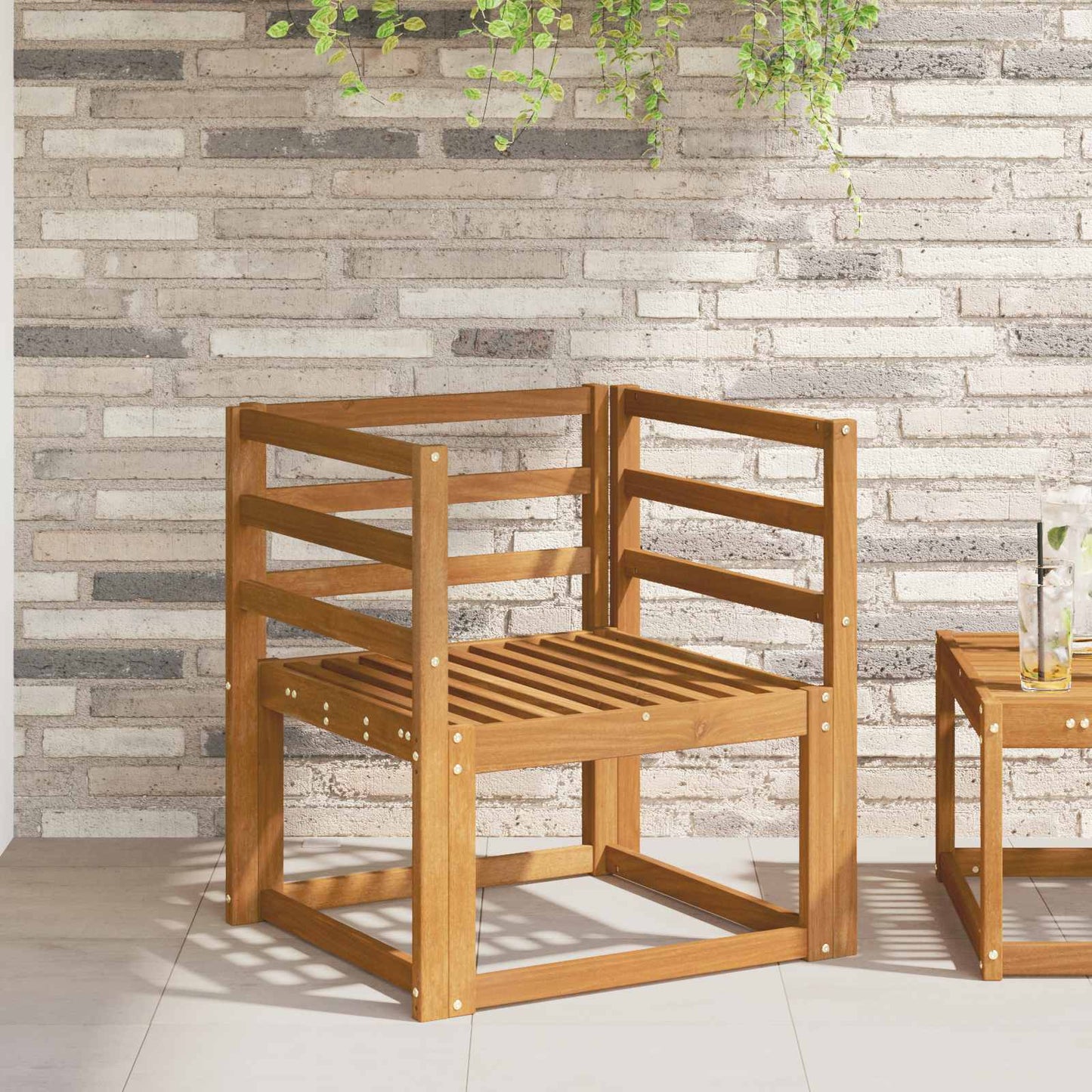 Armlene 2 pcs Naturlig 59 x 4 x 73 cm Solid akasietre