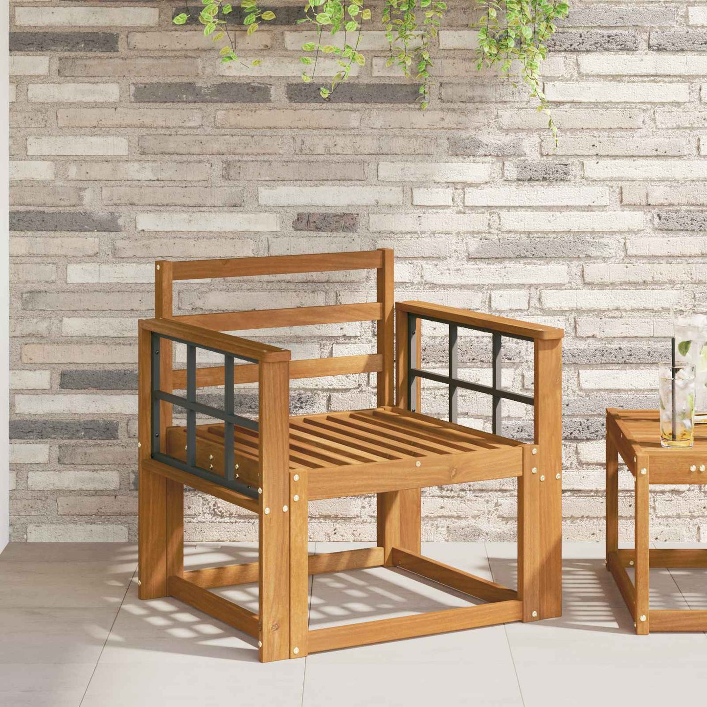 Armlene 2 stk. Naturlig 60 x 6 x 61 cm Solid akasietre