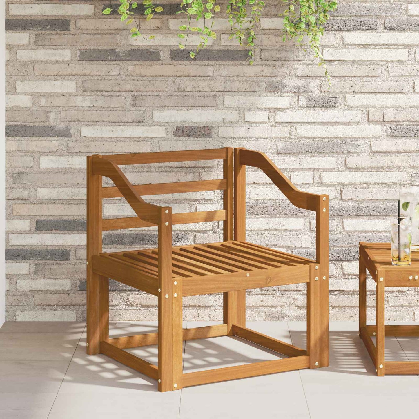 Armlene 2 pcs Naturlig 59 x 4 x 73 cm Solid akasietre