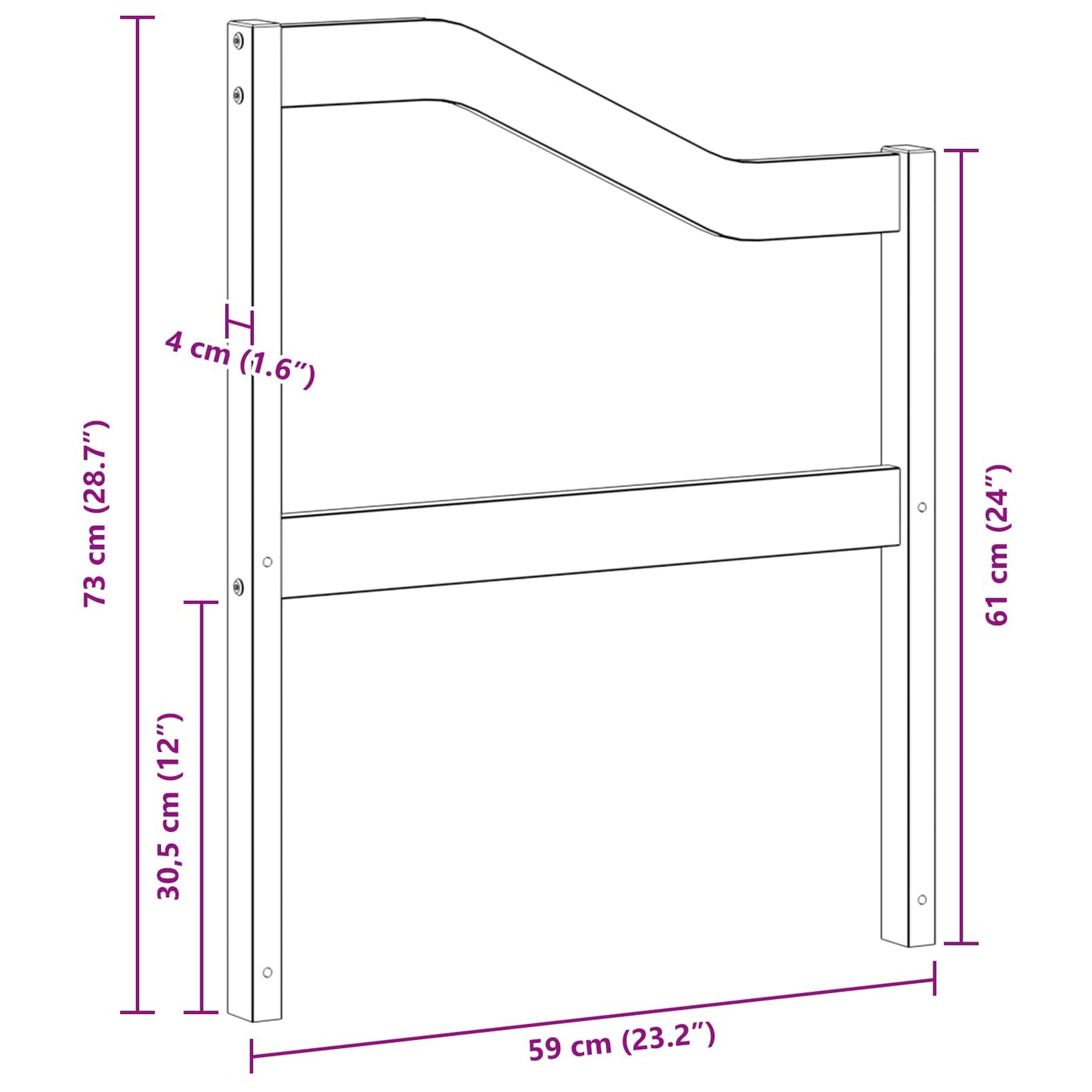 Armlene 2 pcs Naturlig 59 x 4 x 73 cm Solid akasietre