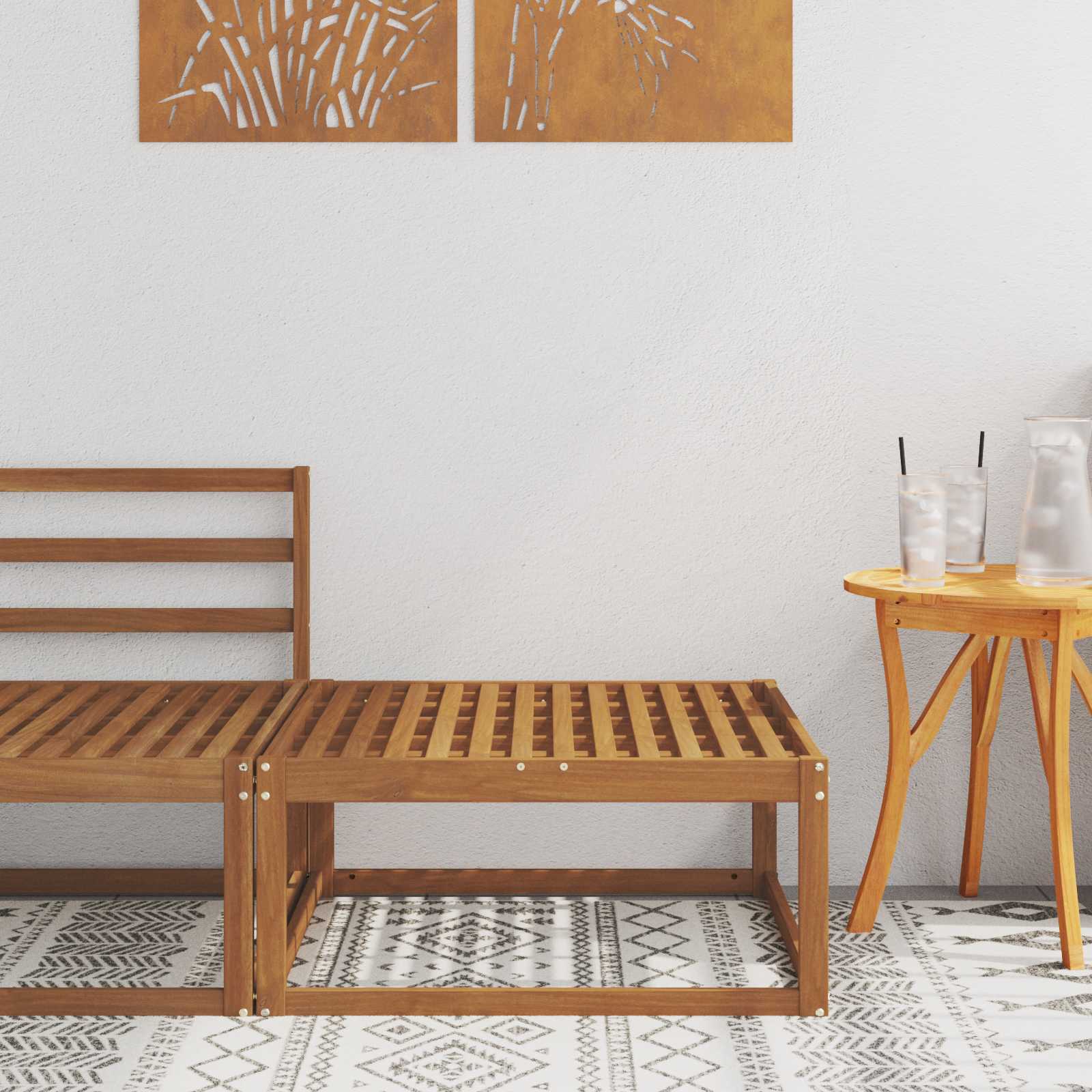 Ute fotstøtte Solid akasietre Naturlig 79 x 79 x 37 cm vidaXL