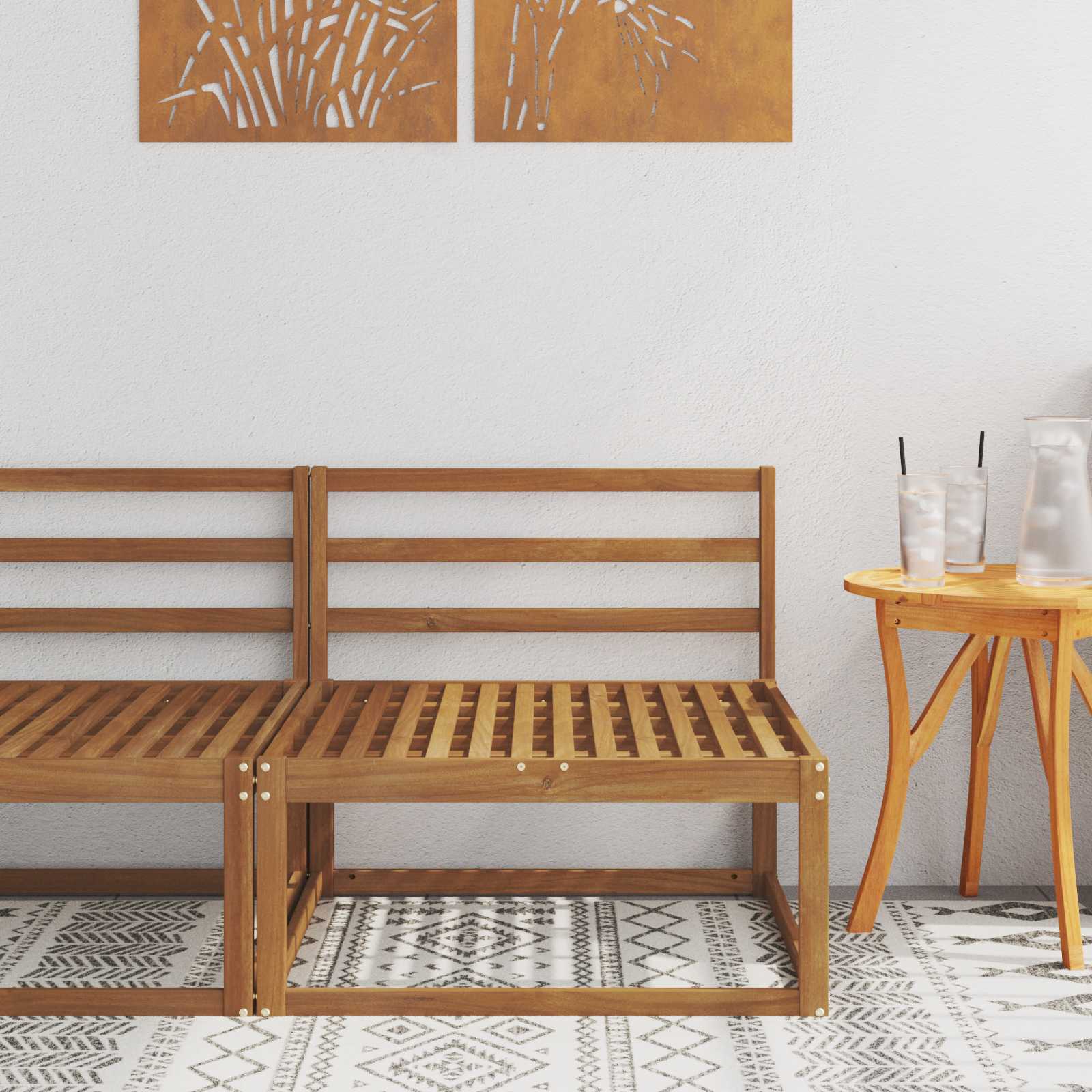 Ute Midt Sofa Solid akasietre Naturlig 79 x 83 x 73 cm vidaXL