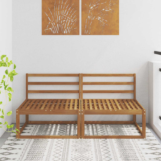 2 Stk Ute Midt Sofa Solid akasietre Naturlig 158 x 83 x 73 cm vidaXL