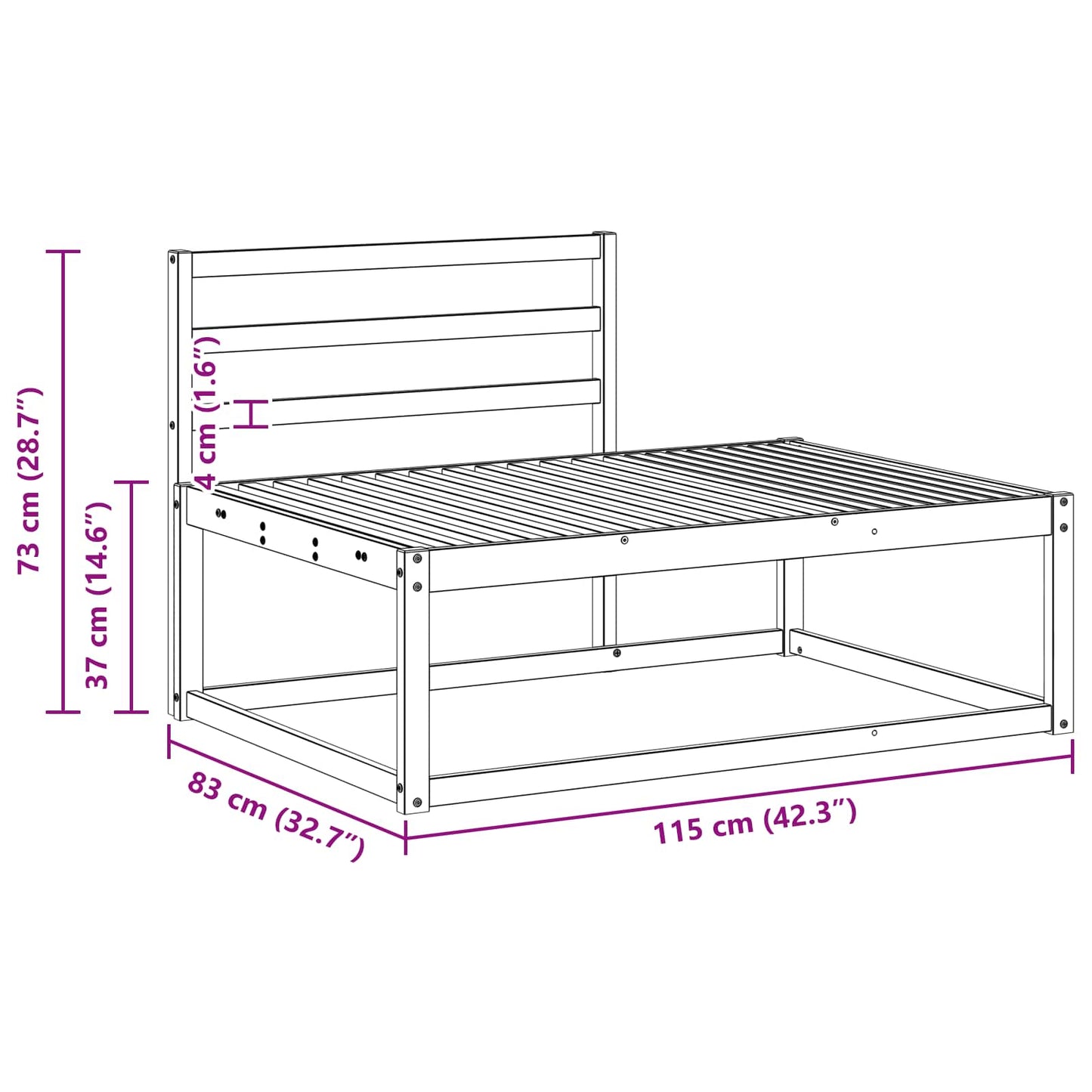Utendørs end sofa Naturlig 115 x 83 x 73 cm Solid akasietre vidaXL