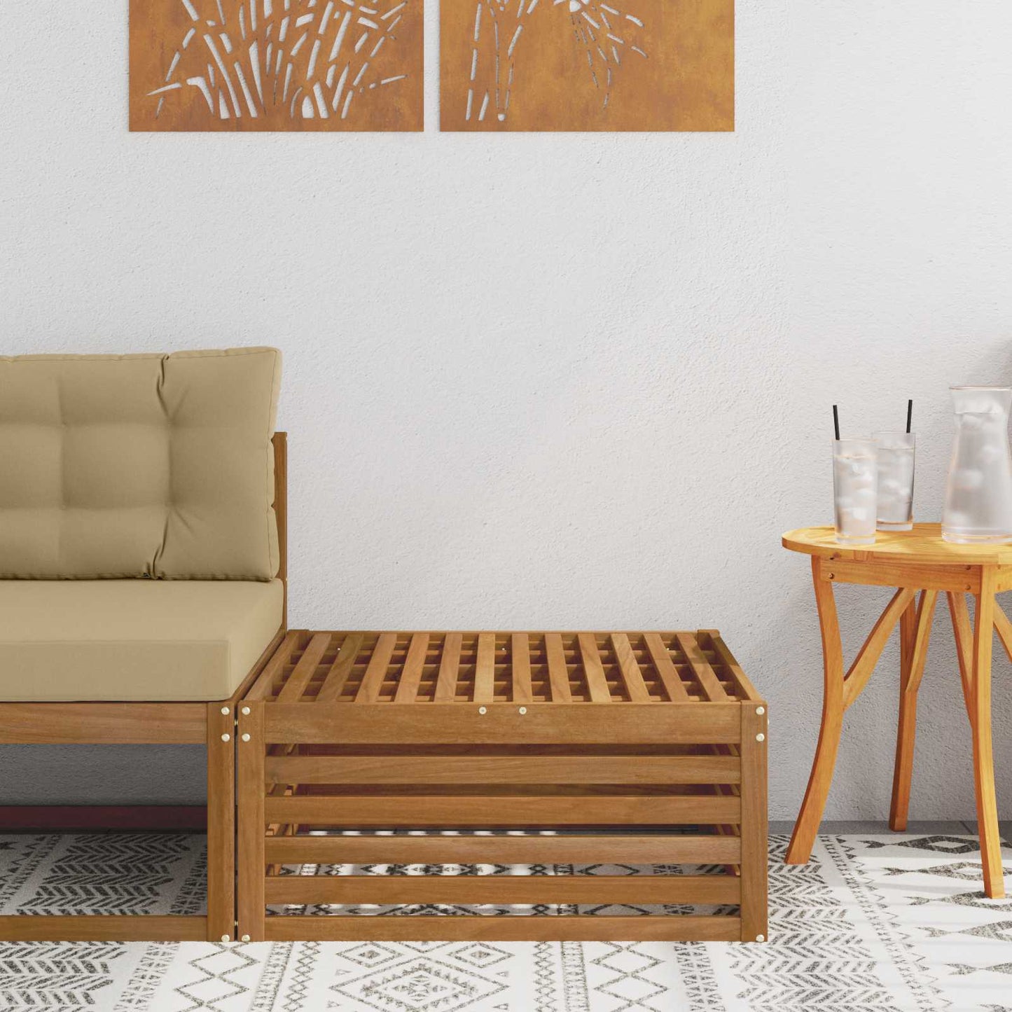 Ute fotstøtte Naturlig 79 x 79 x 37 cm Solid akasietre