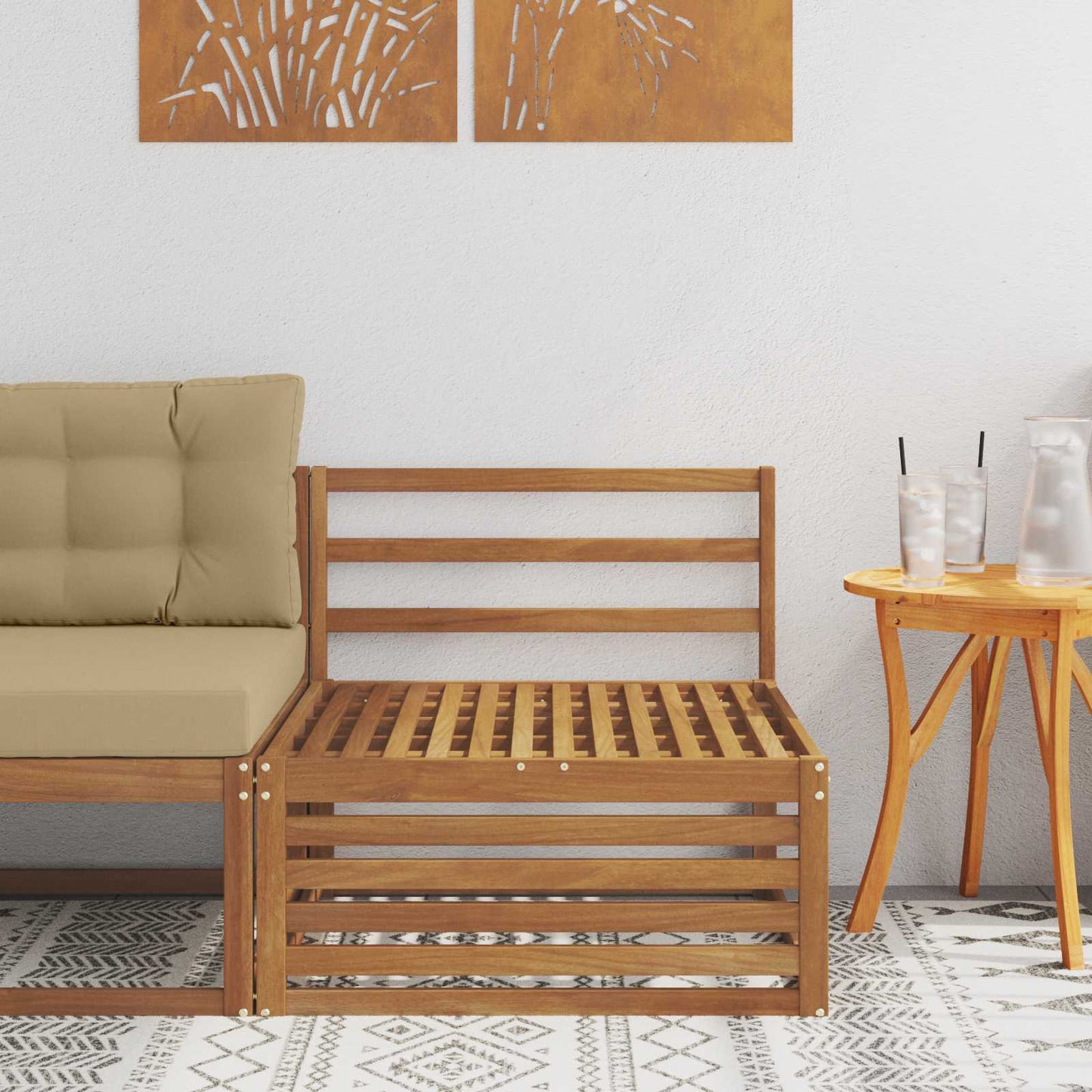 Ute Midt Sofa Solid akasietre Naturlig 79 x 83 x 73 cm vidaXL