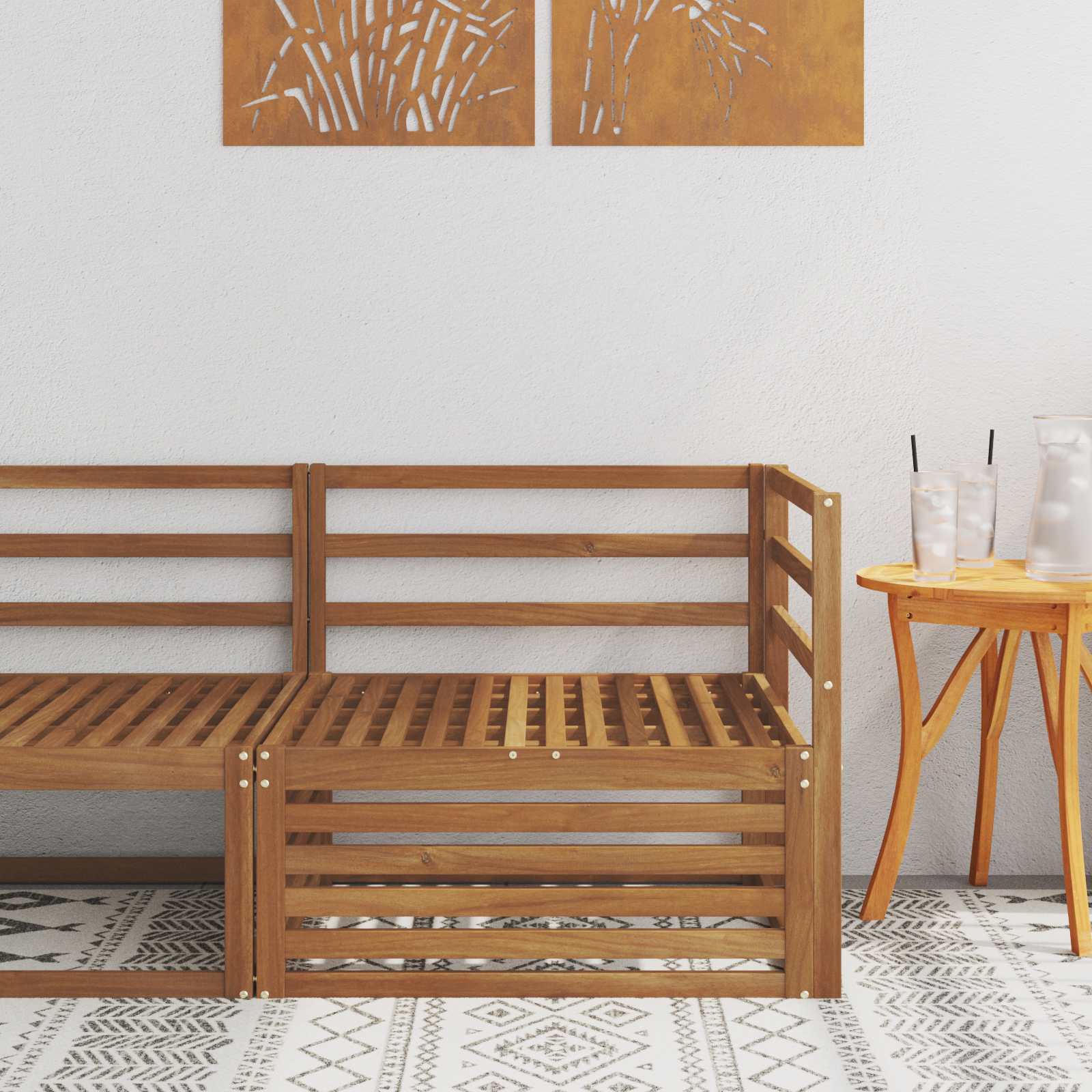 Utendørs Hjørnesofa Solid akasietre Naturlig 83 x 83 x 73 cm vidaXL