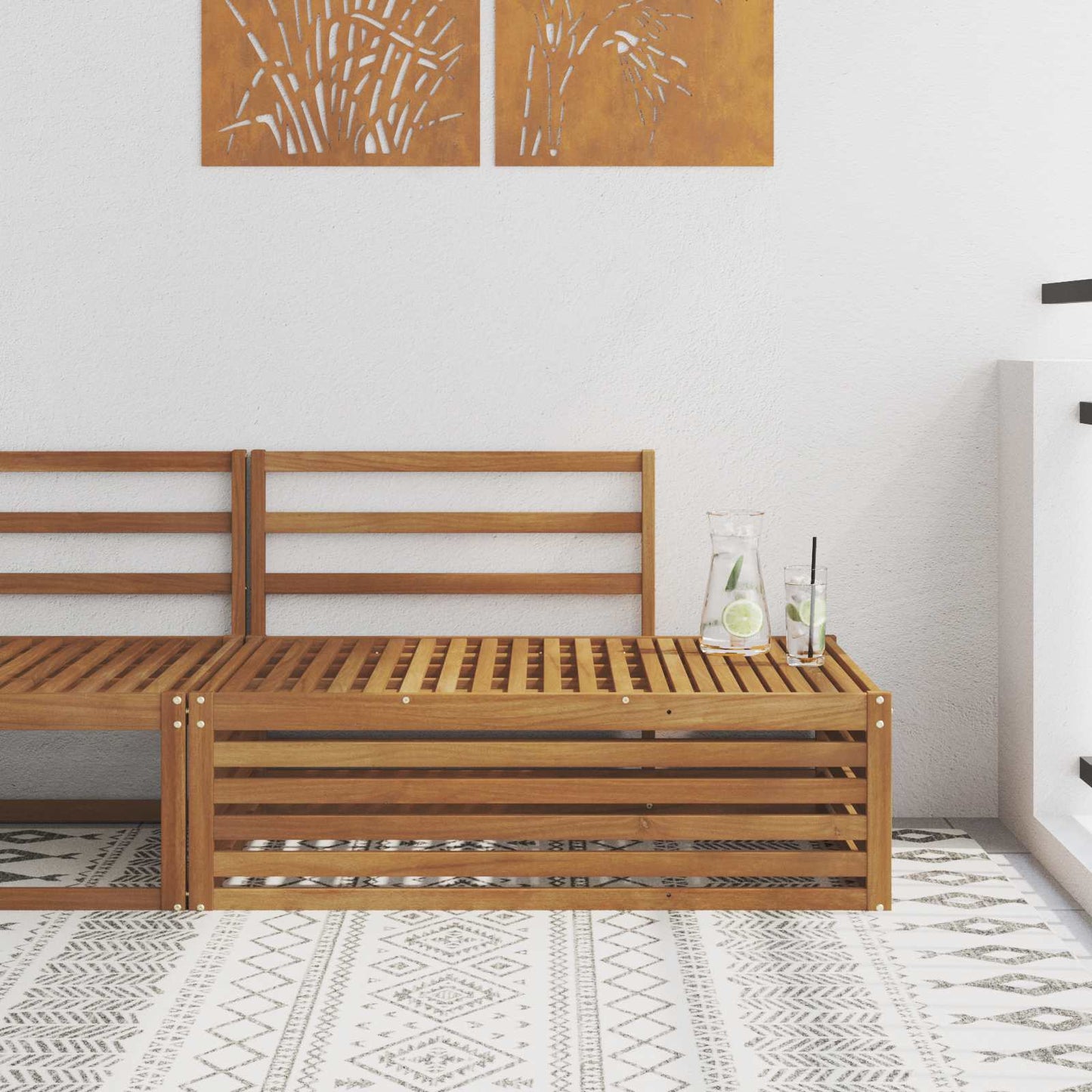 Utendørs end sofa Naturlig 115 x 83 x 73 cm Solid akasietre