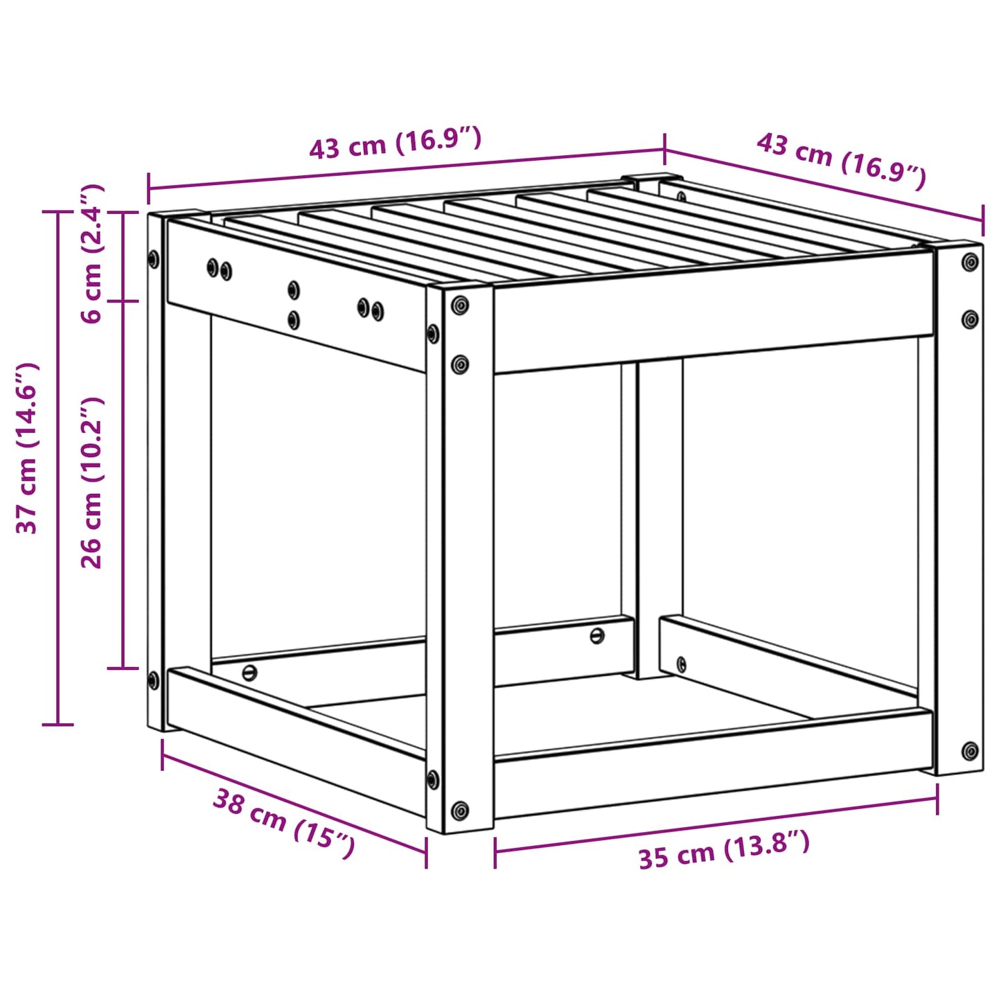 Krakkbenk Naturlig 43 x 43 x 37 cm Solid akasietre vidaXL