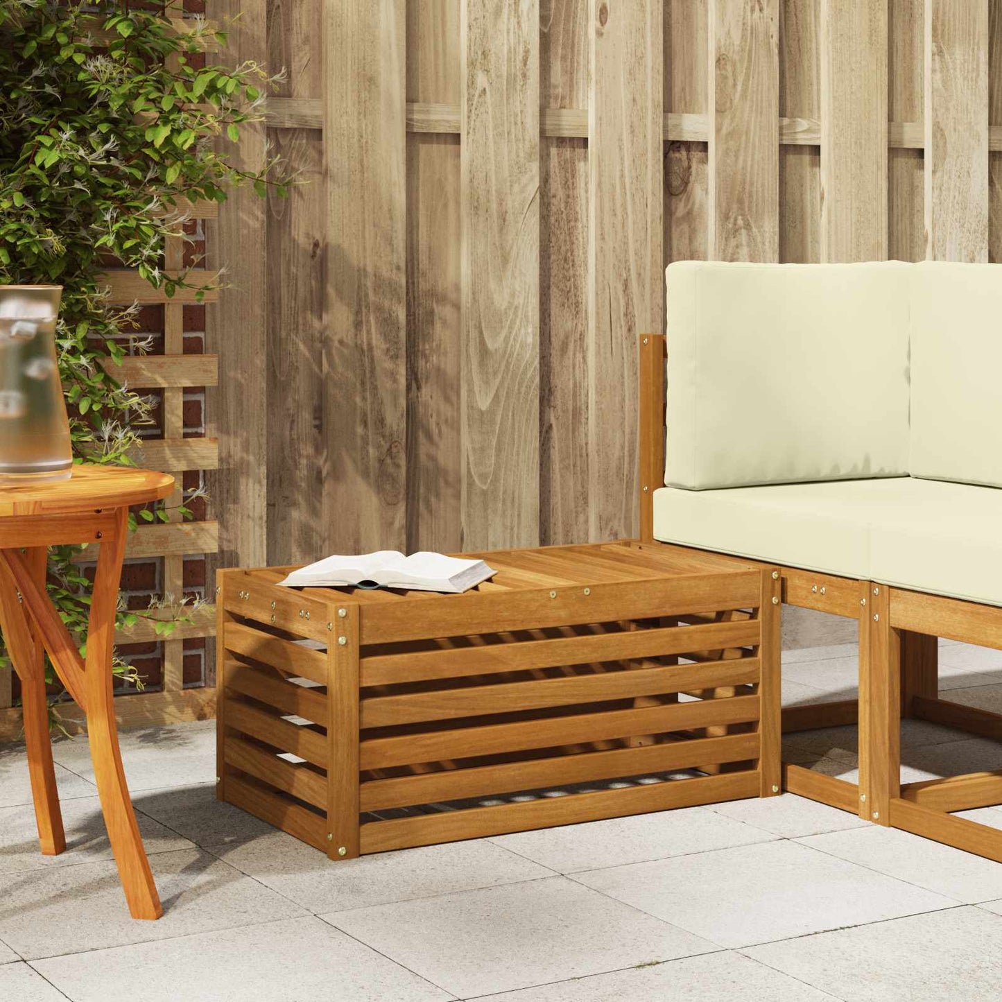 Utendørs Krakk Benk Naturlig 79 x 43 x 37 cm Solid akasietre