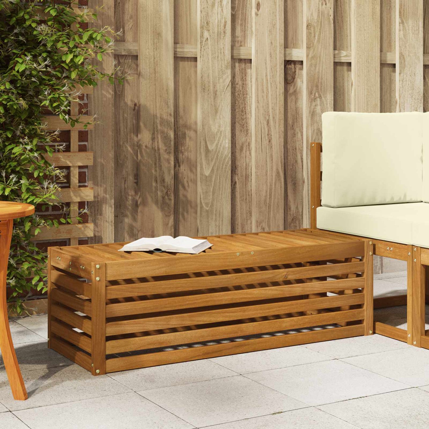Utendørs Krakk Benk Naturlig 115 x 43 x 37 cm Solid akasietre