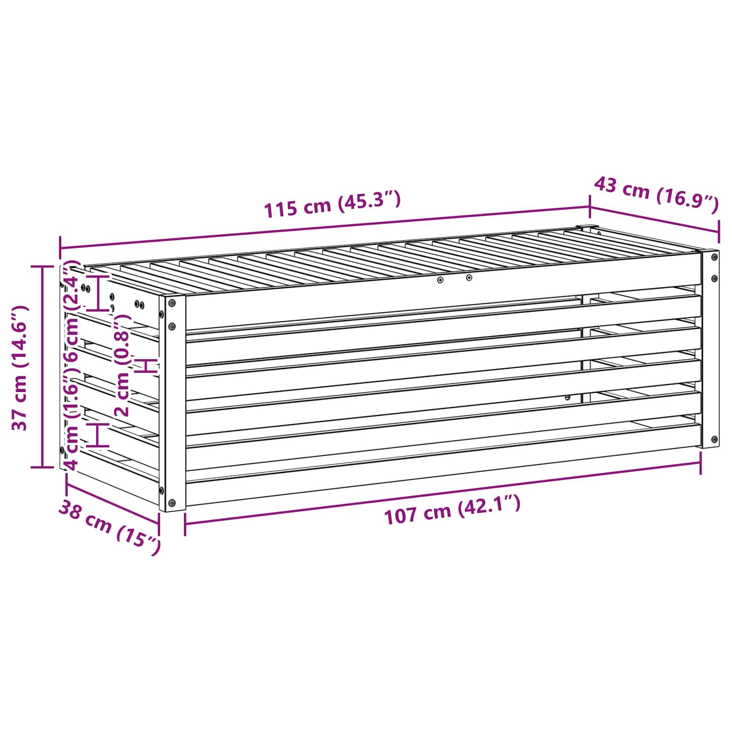 Utendørs Krakk Benk Naturlig 115 x 43 x 37 cm Solid akasietre