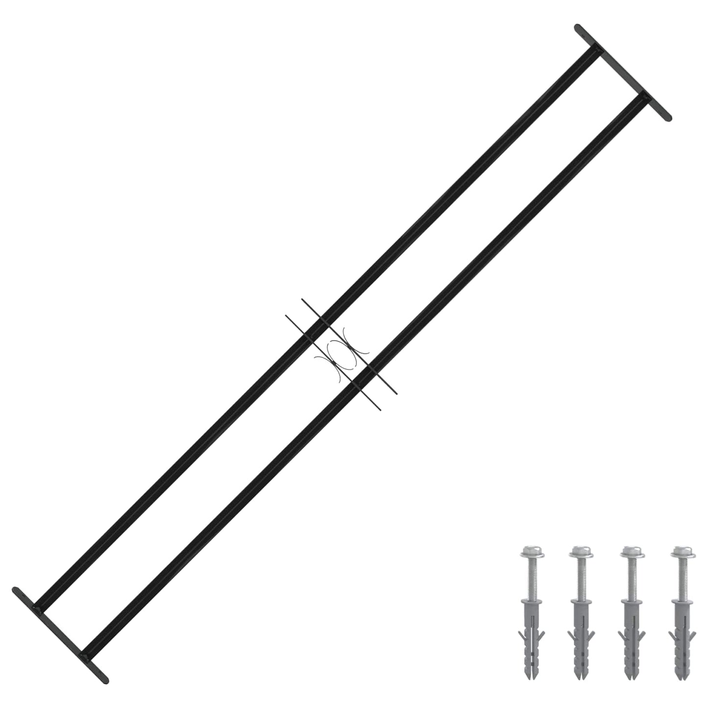 Vindu Gitter 176 x 30 cm Pulverlakkert stål Svart