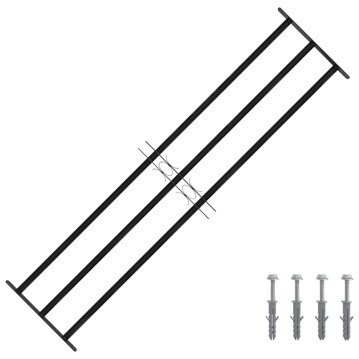 Vindu Gitter 174 x 45 cm Pulverlakkert stål Svart