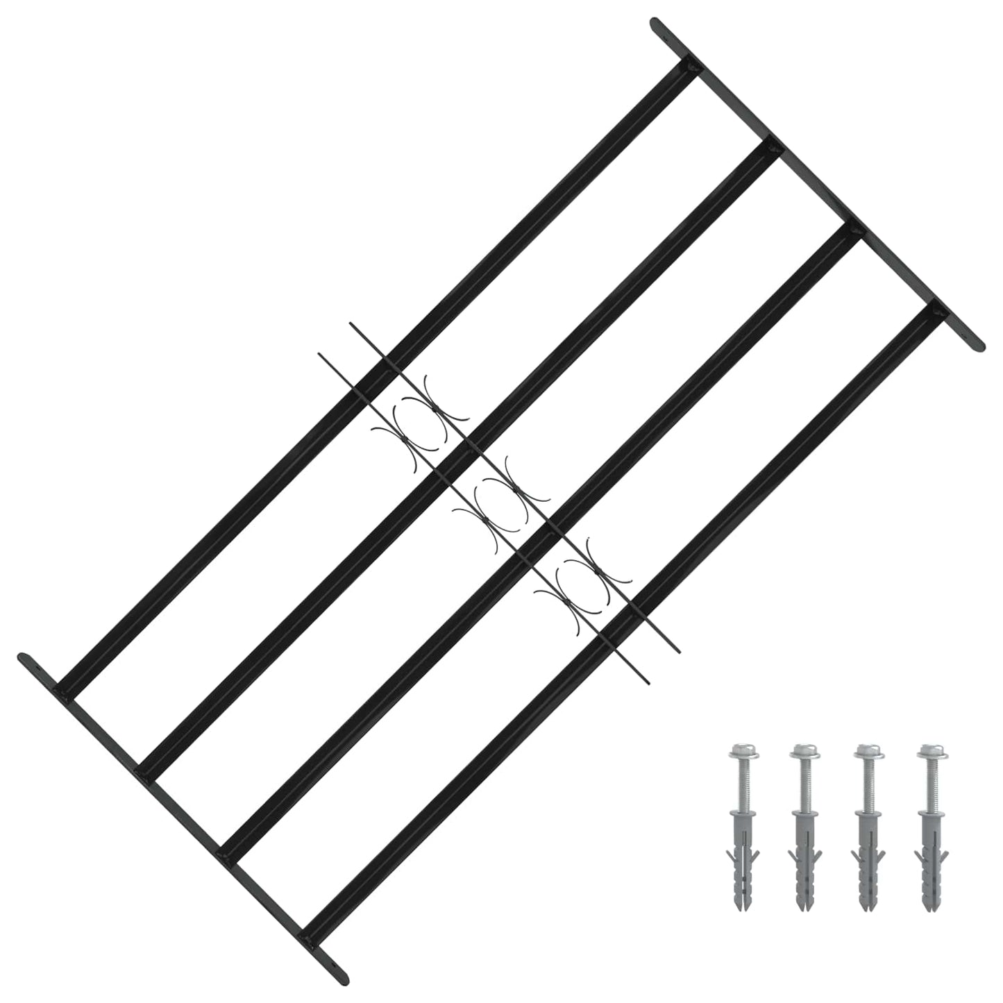 Vindu Gitter 115 x 60 cm Pulverlakkert stål Svart
