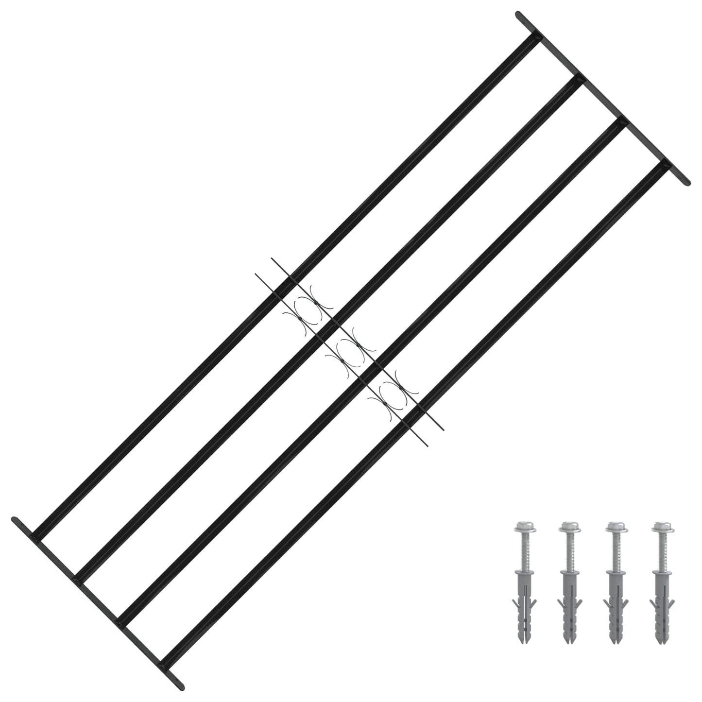 Vindu Gitter 175 x 60 cm Pulverlakkert stål Svart