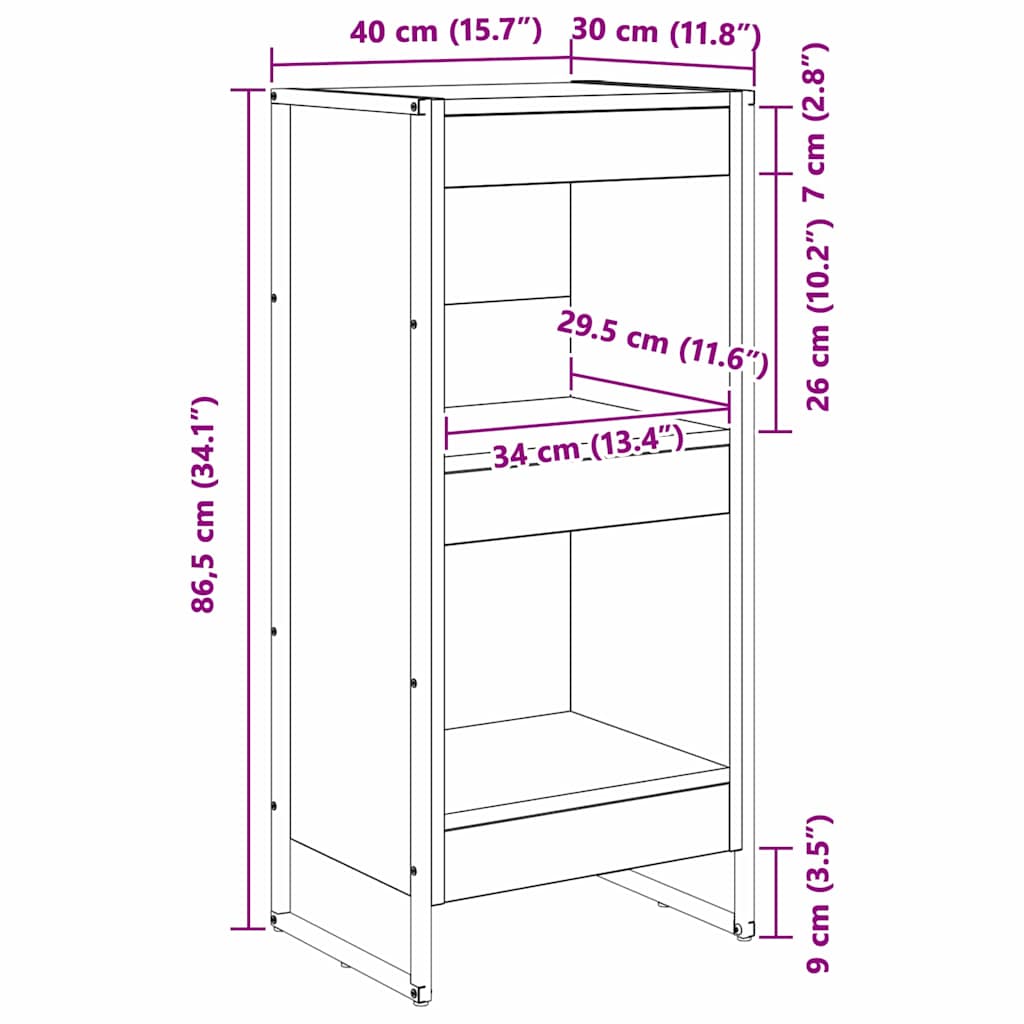 Bokskap Svart Eik 40 x 30 x 86,5 cm Konstruert tre