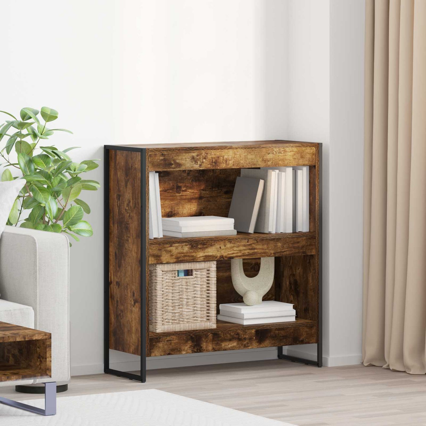 Bokskap Røyk Eik 80 x 30 x 86,5 cm Konstruert tre