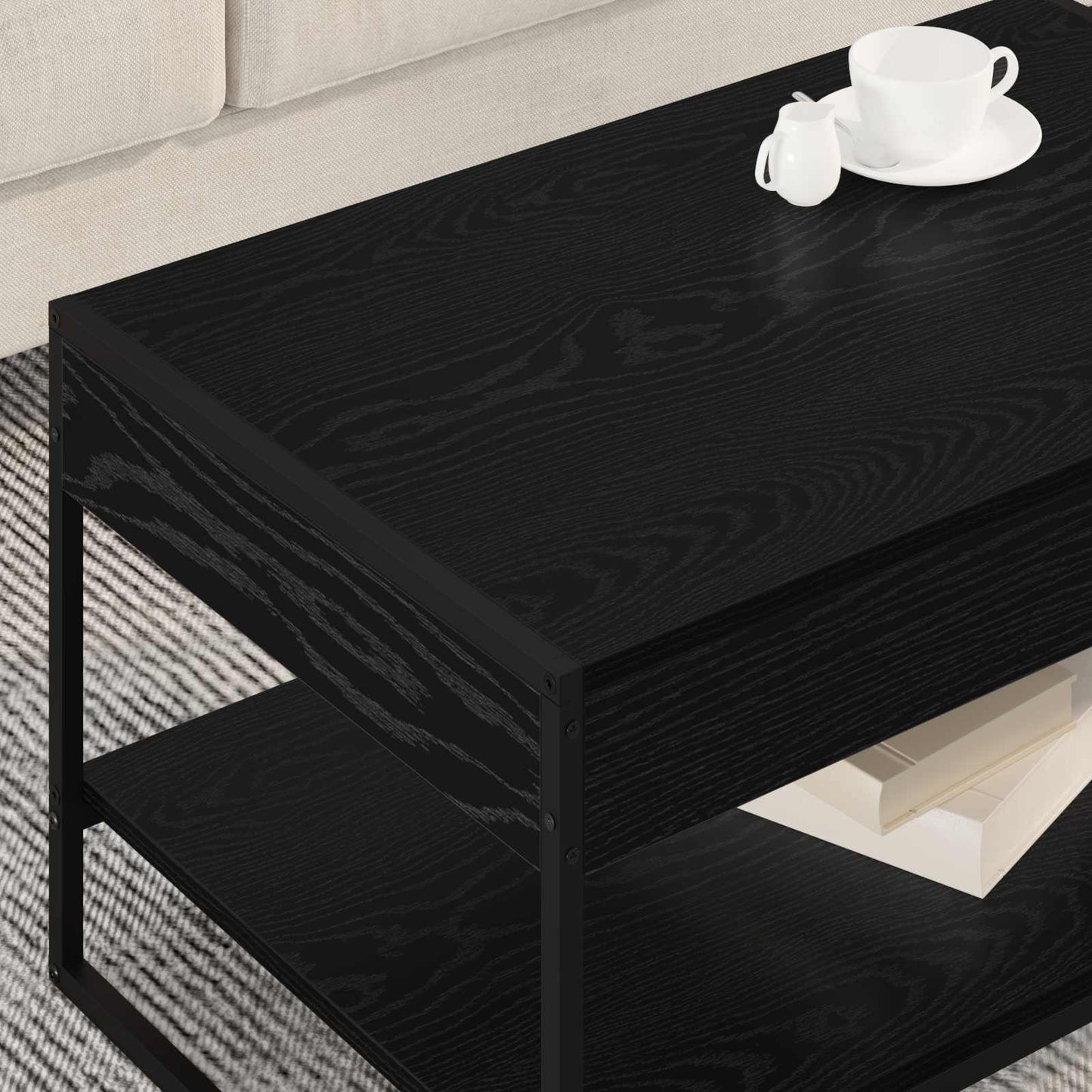 Kaffebord Svart Eik 80 x 50 x 40 cm Konstruert tre
