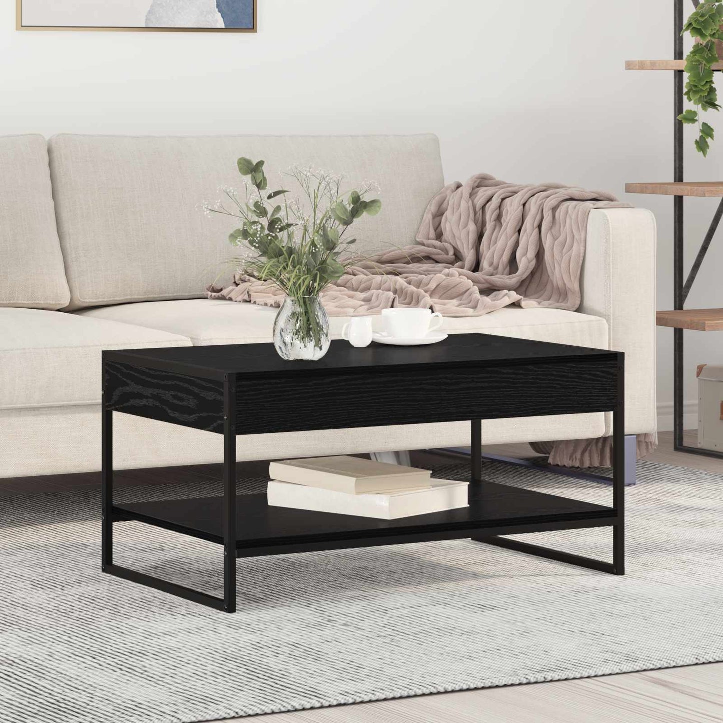 Kaffebord Svart Eik 80 x 50 x 40 cm Konstruert tre