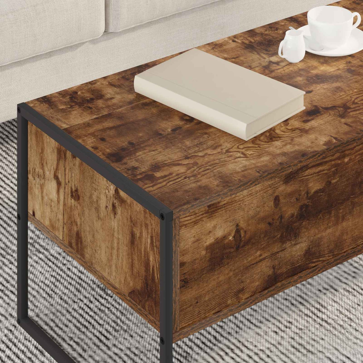 Kaffebord med skuff Røyk Eik 100 x 46 x 40 cm Konstruert tre