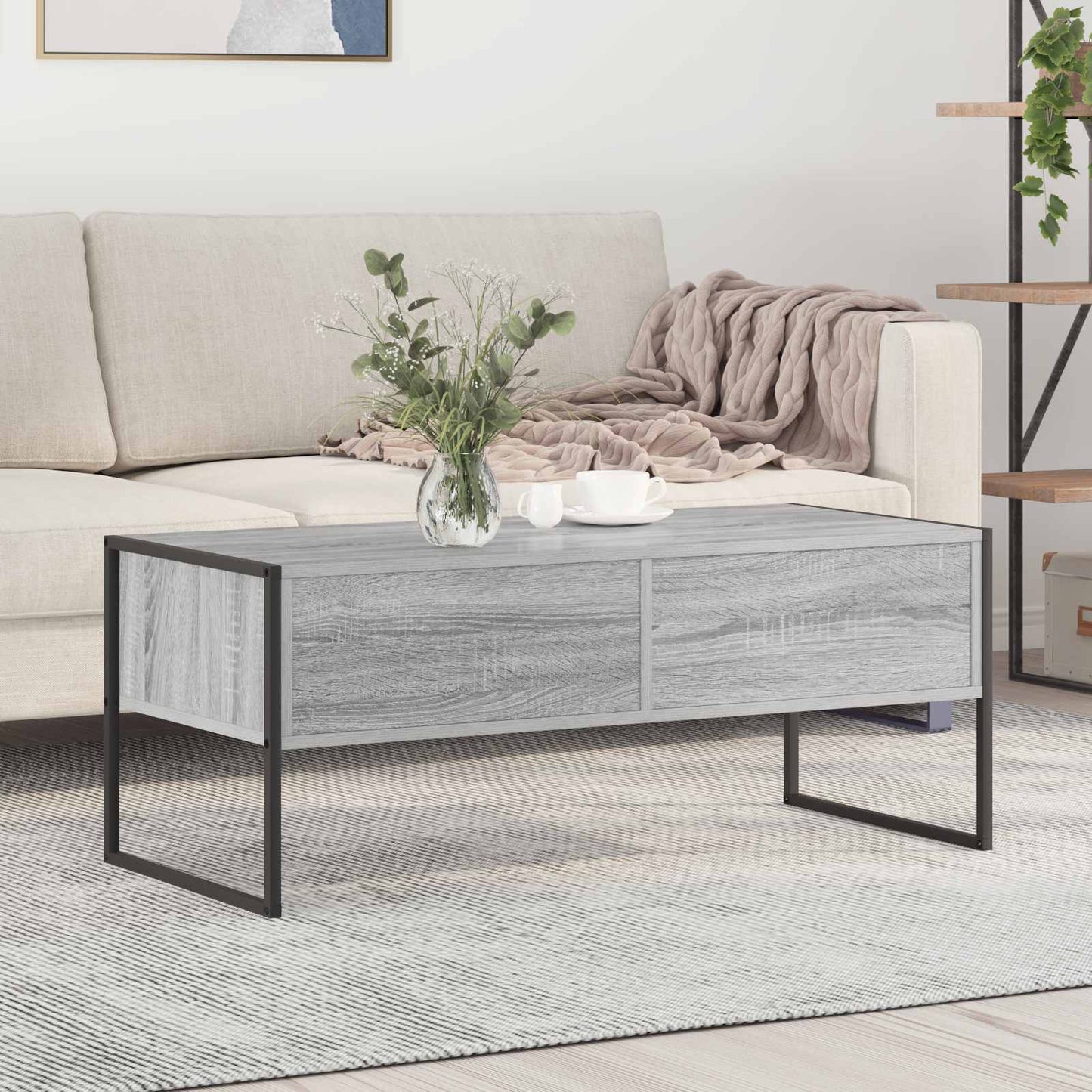 Kaffebord med skuff Grå Sonoma 100 x 46 x 40 cm Konstruert tre