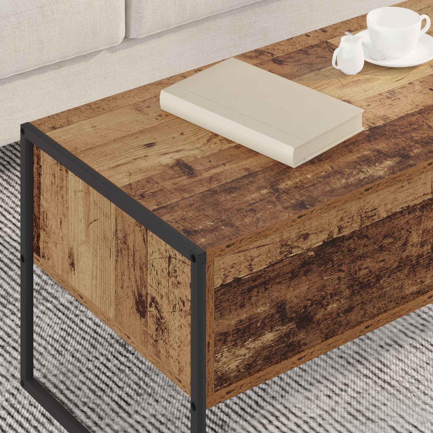 Kaffebord med skuff Gamle tre 100 x 46 x 40 cm Konstruert tre