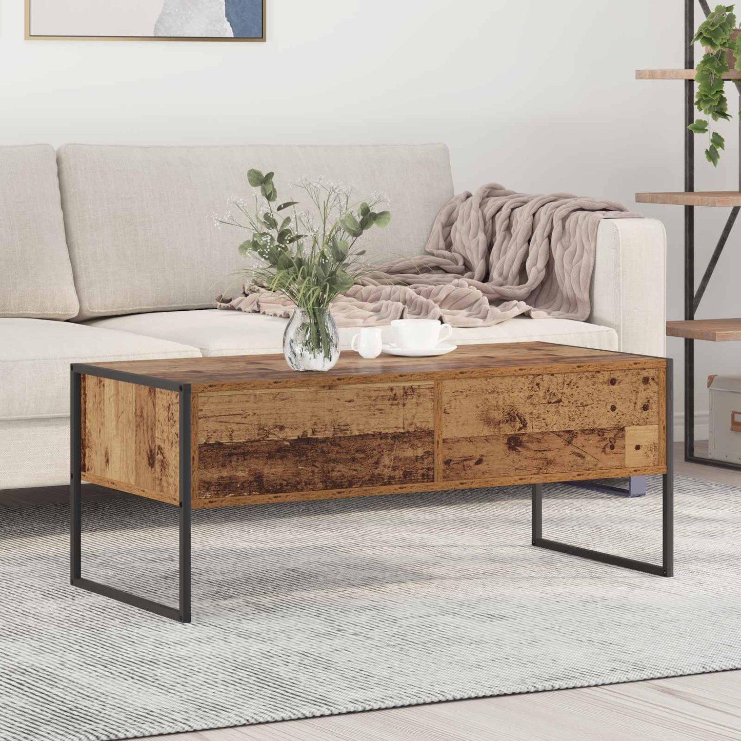 Kaffebord med skuff Gamle tre 100 x 46 x 40 cm Konstruert tre