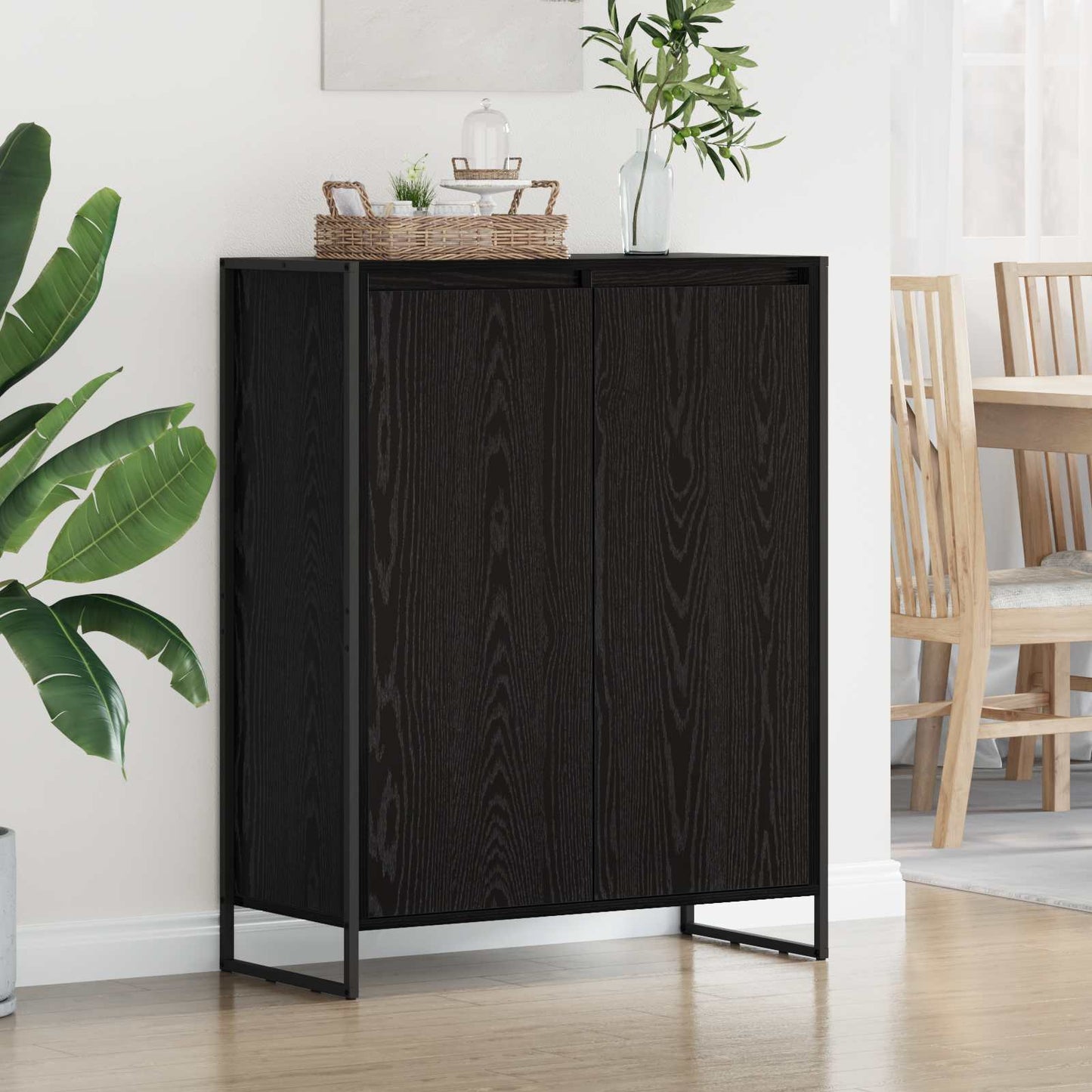 Sko Skap med lagring Svart Eik 79 x 36 x 100 cm Konstruert tre