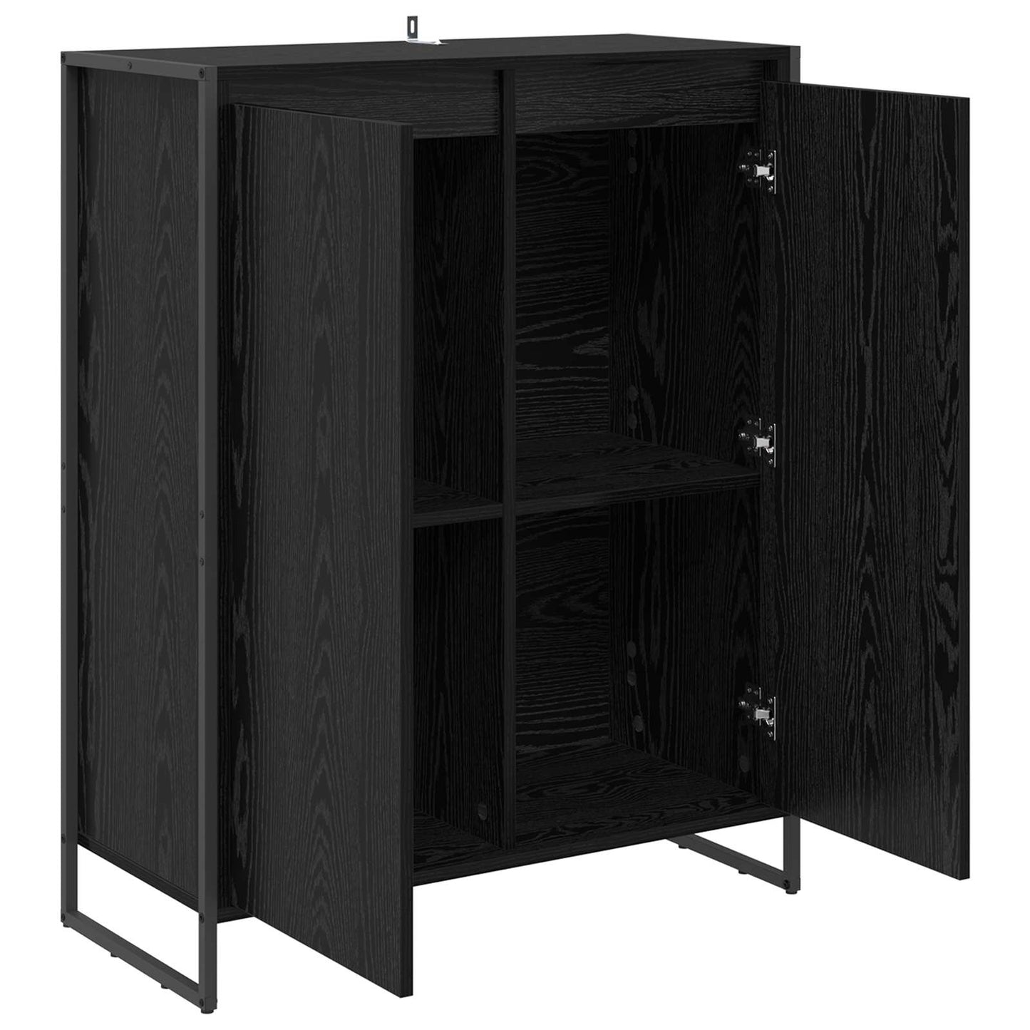 Sko Skap med lagring Svart Eik 79 x 36 x 100 cm Konstruert tre