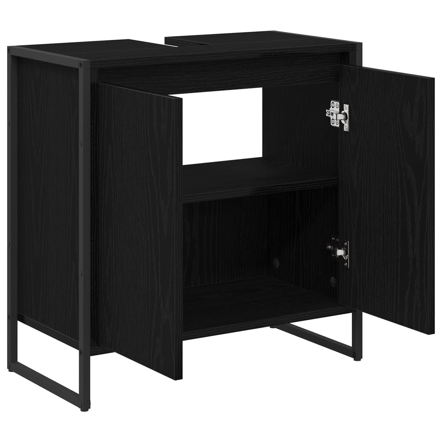 Baderomsskap med dør Svart Eik 60 x 30 x 60 cm Konstruert tre