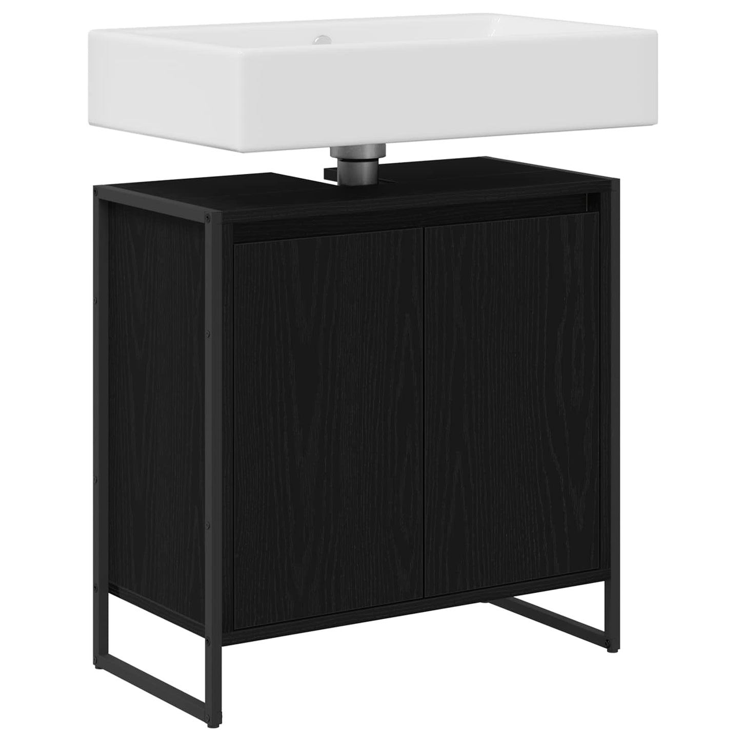 Baderomsskap med dør Svart Eik 60 x 30 x 60 cm Konstruert tre