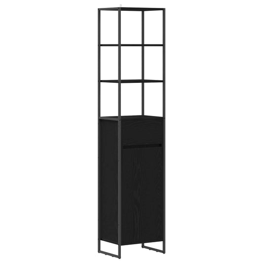 Baderomsskap med dør Svart Eik 40 x 30 x 180 cm Konstruert tre