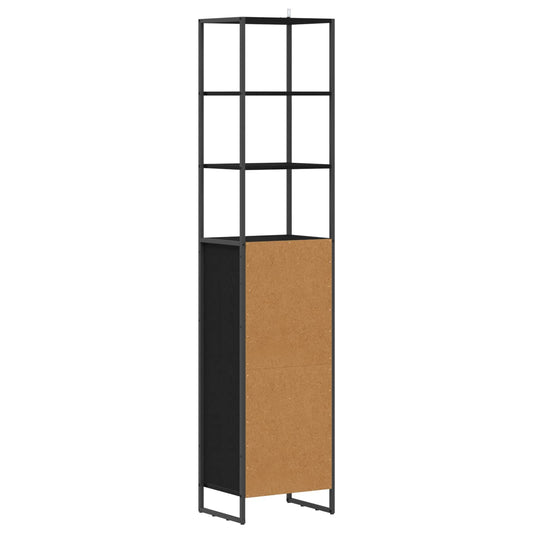 Baderomsskap med dør Svart Eik 40 x 30 x 180 cm Konstruert tre