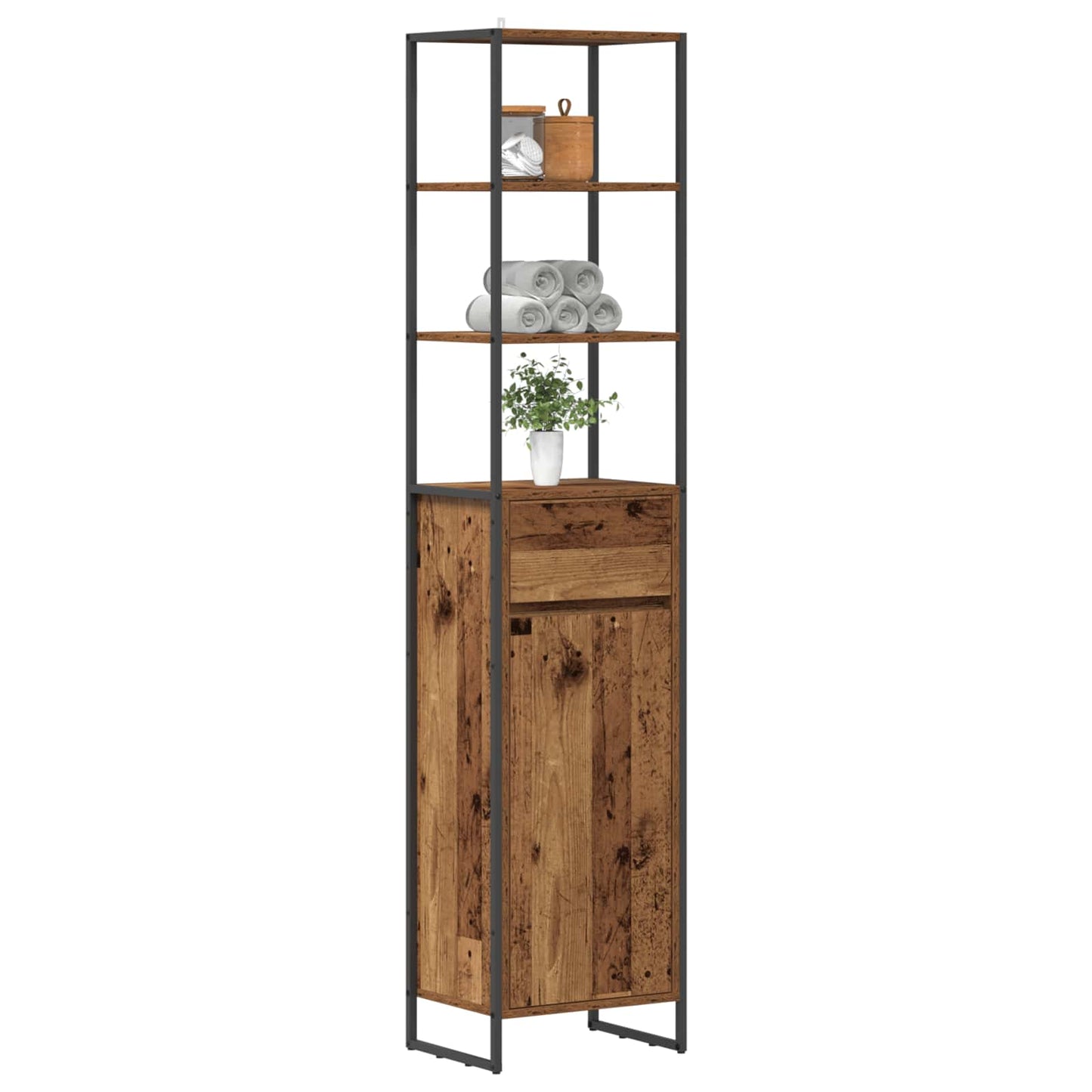 Baderomsskap med dør Gamle tre 40 x 30 x 180 cm Konstruert tre