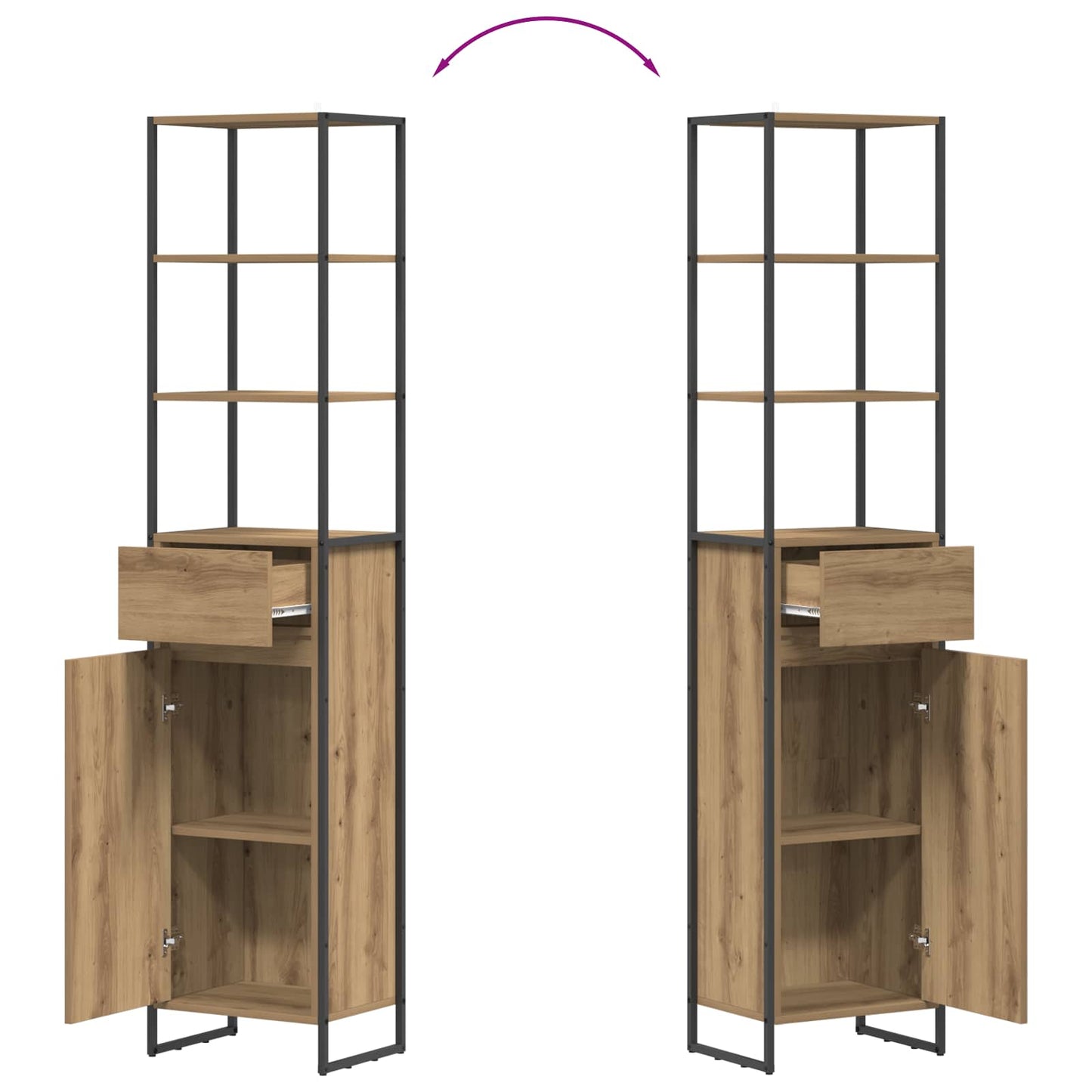 Baderomsskap Kunstnerisk Eik 40 x 30 x 180 cm Konstruert tre