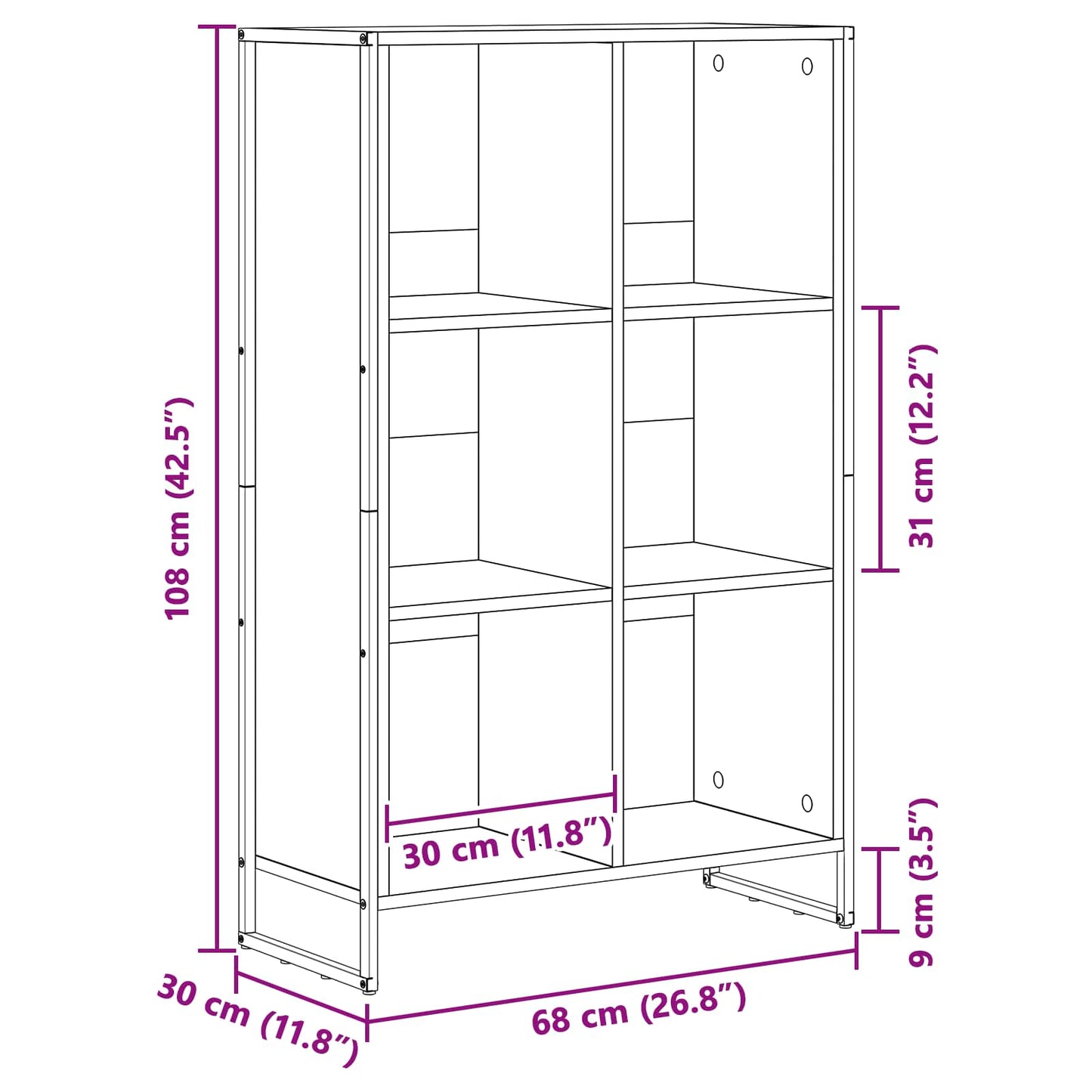 Bokskap Kunstnerisk Eik 99,5 x 30 x 108,5 cm Konstruert tre