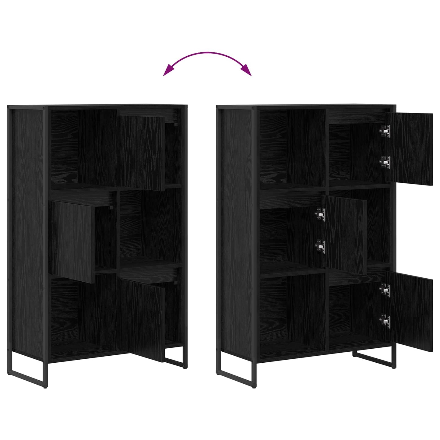 Bokskap Svart Eik 68 x 30 x 108.5 cm Konstruert tre