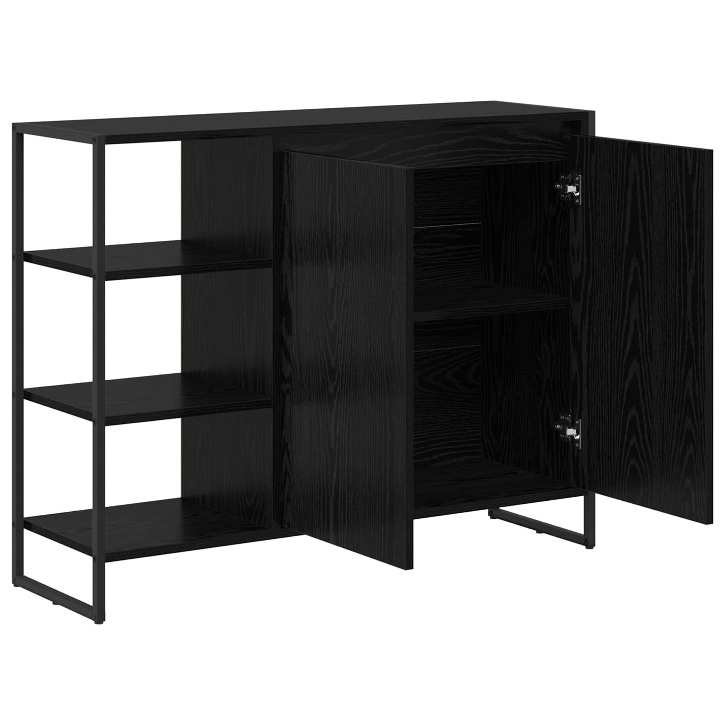 Sideskap Svart Eik 96.5 x 30 x 75 cm Konstruert tre