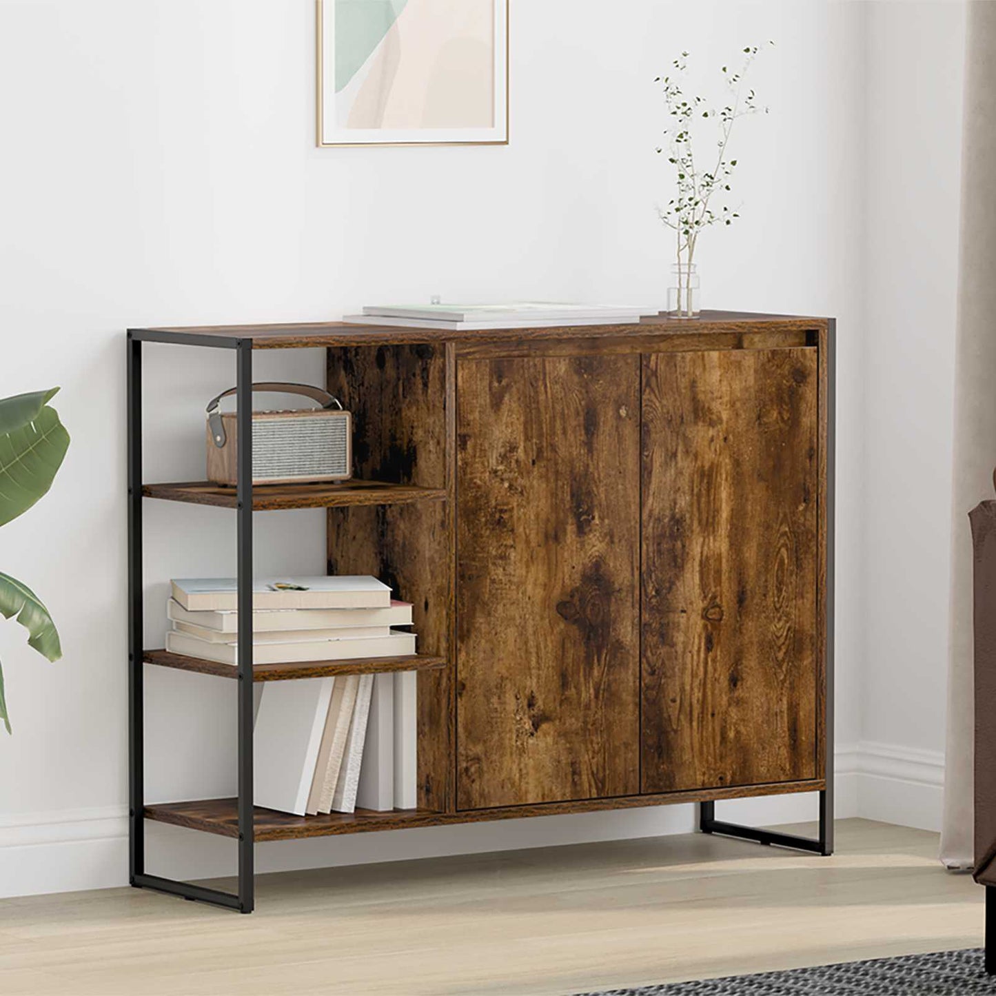 Sideskap Røyk Eik 96.5 x 30 x 75 cm Konstruert tre
