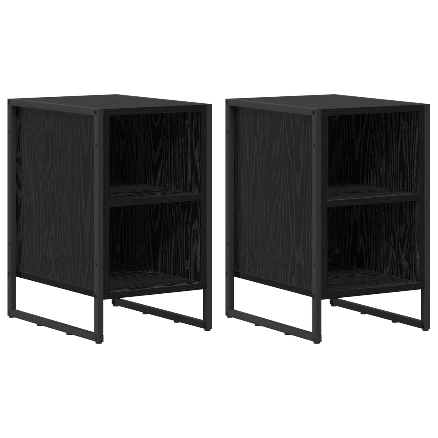 Nattbord 2 pcs Svart Eik 39.5 x 30 x 50 cm Konstruert tre