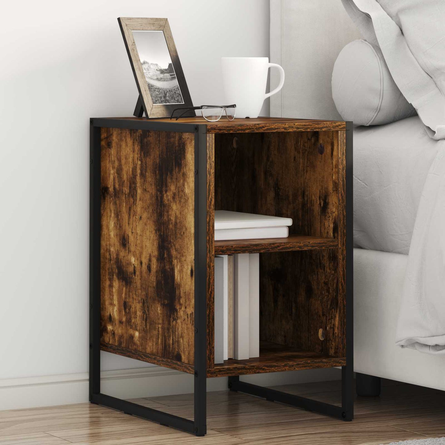 Nattbord 2 pcs Røyk Eik 39.5 x 30 x 50 cm Konstruert tre