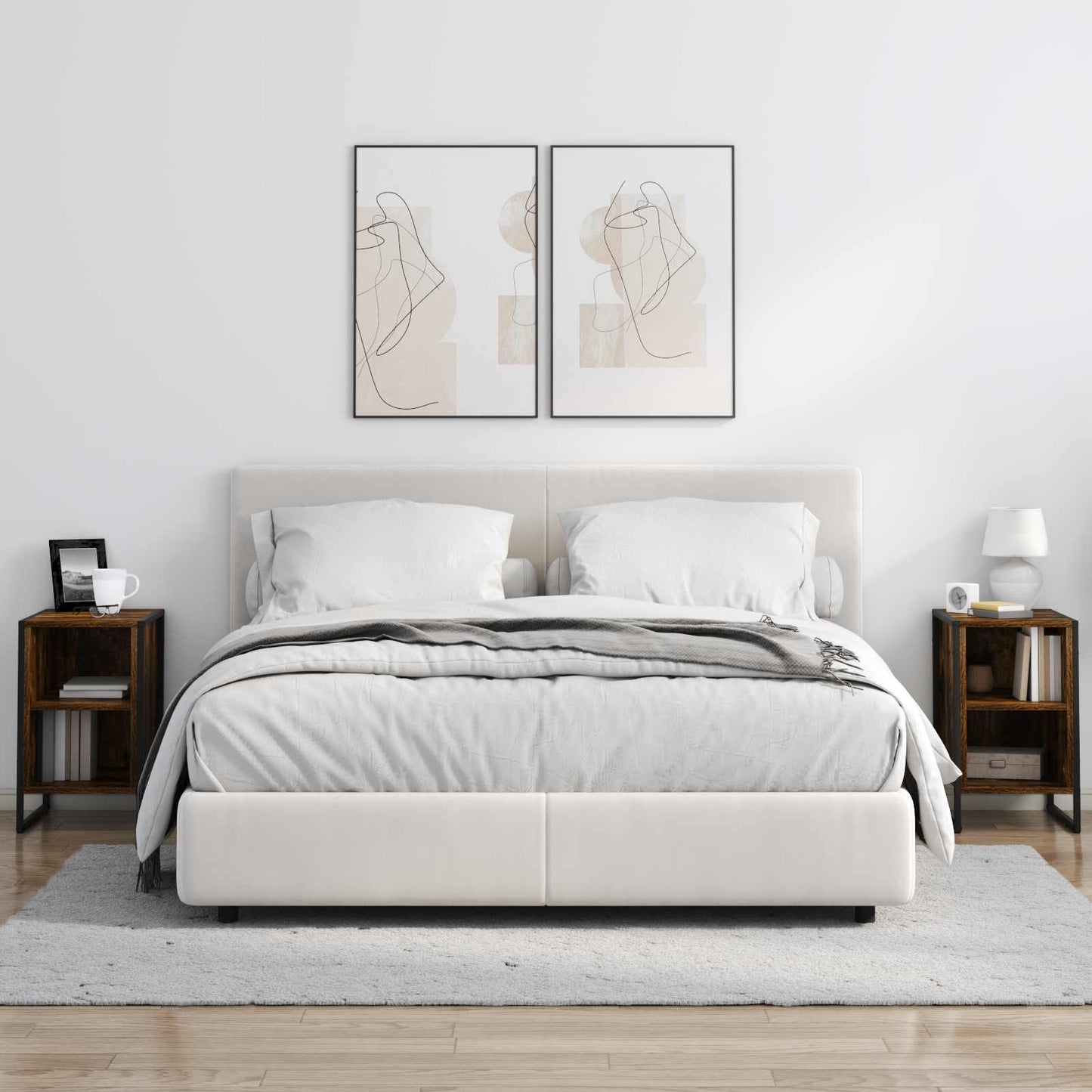 Nattbord 2 pcs Røyk Eik 39.5 x 30 x 50 cm Konstruert tre