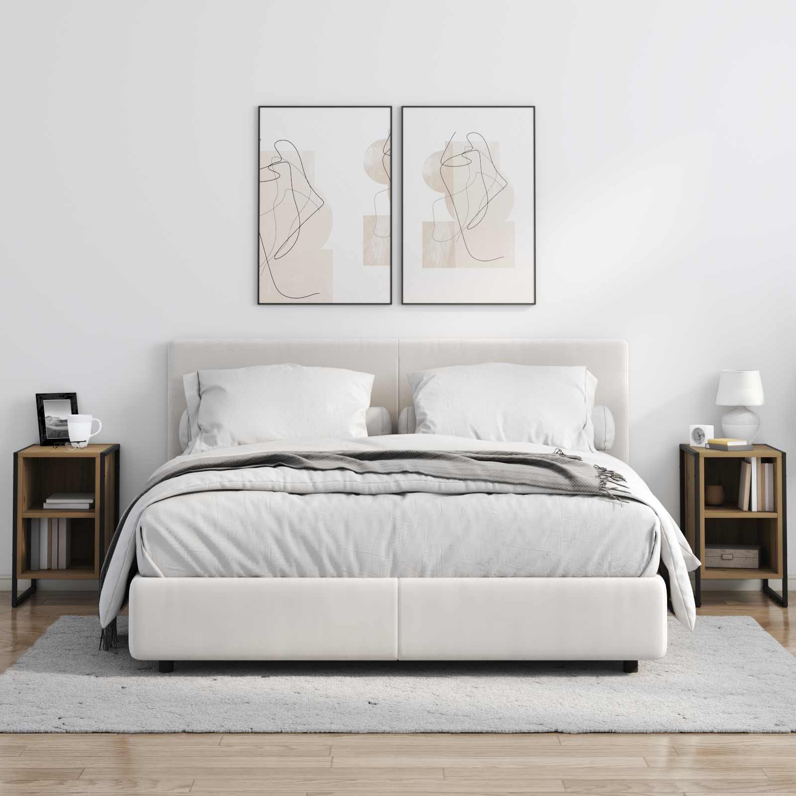 Nattbord 2 pcs Kunstnerisk Eik 39.5 x 30 x 50 cm Konstruert tre