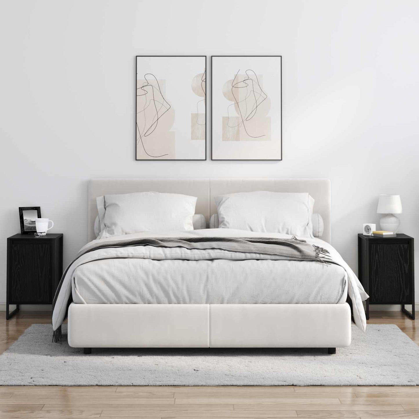Nattbord 2 pcs Svart Eik 39,5 x 30 x 50 cm Konstruert tre