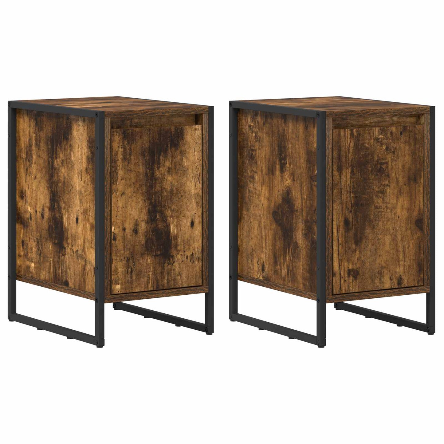 Nattbord 2 pcs Røyk Eik 39,5 x 30 x 50 cm Konstruert tre