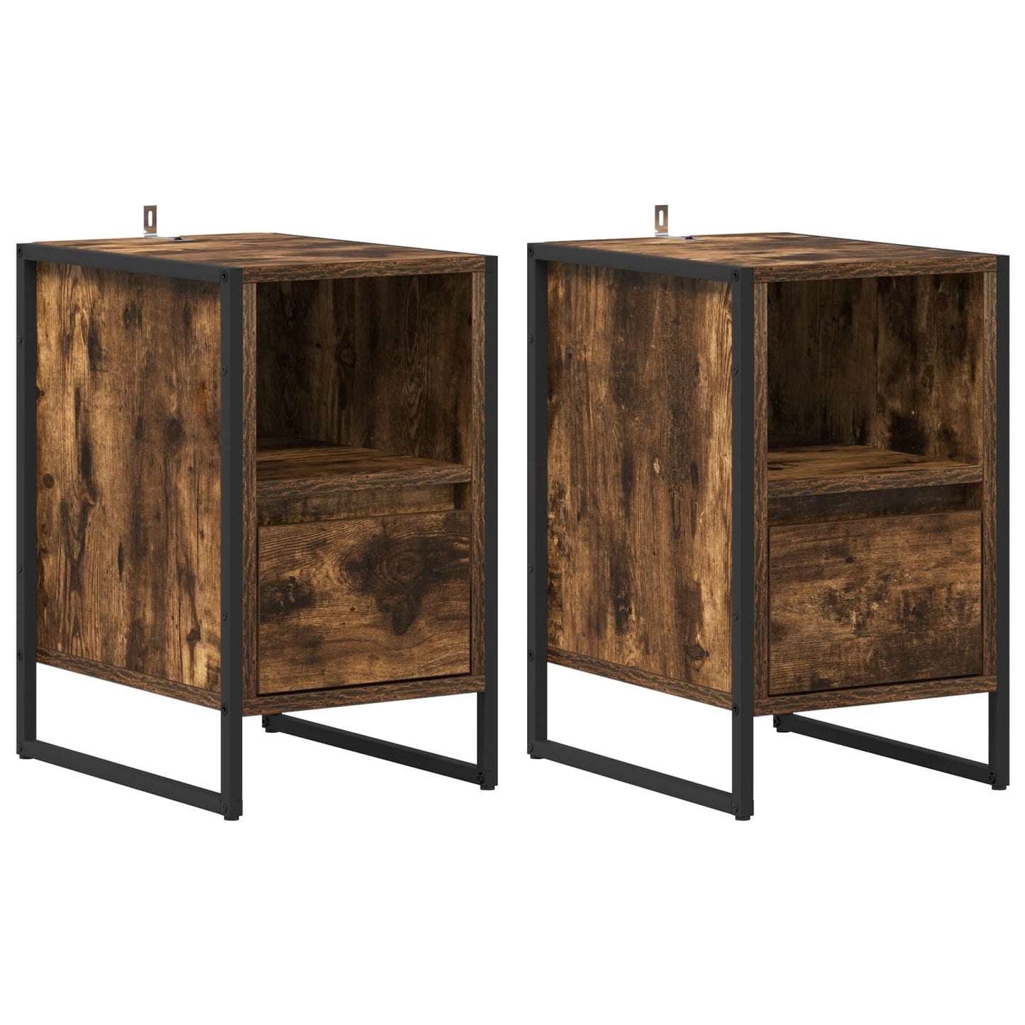 Nattbord 2 pcs Røyk Eik 39,5 x 30 x 50 cm Konstruert tre