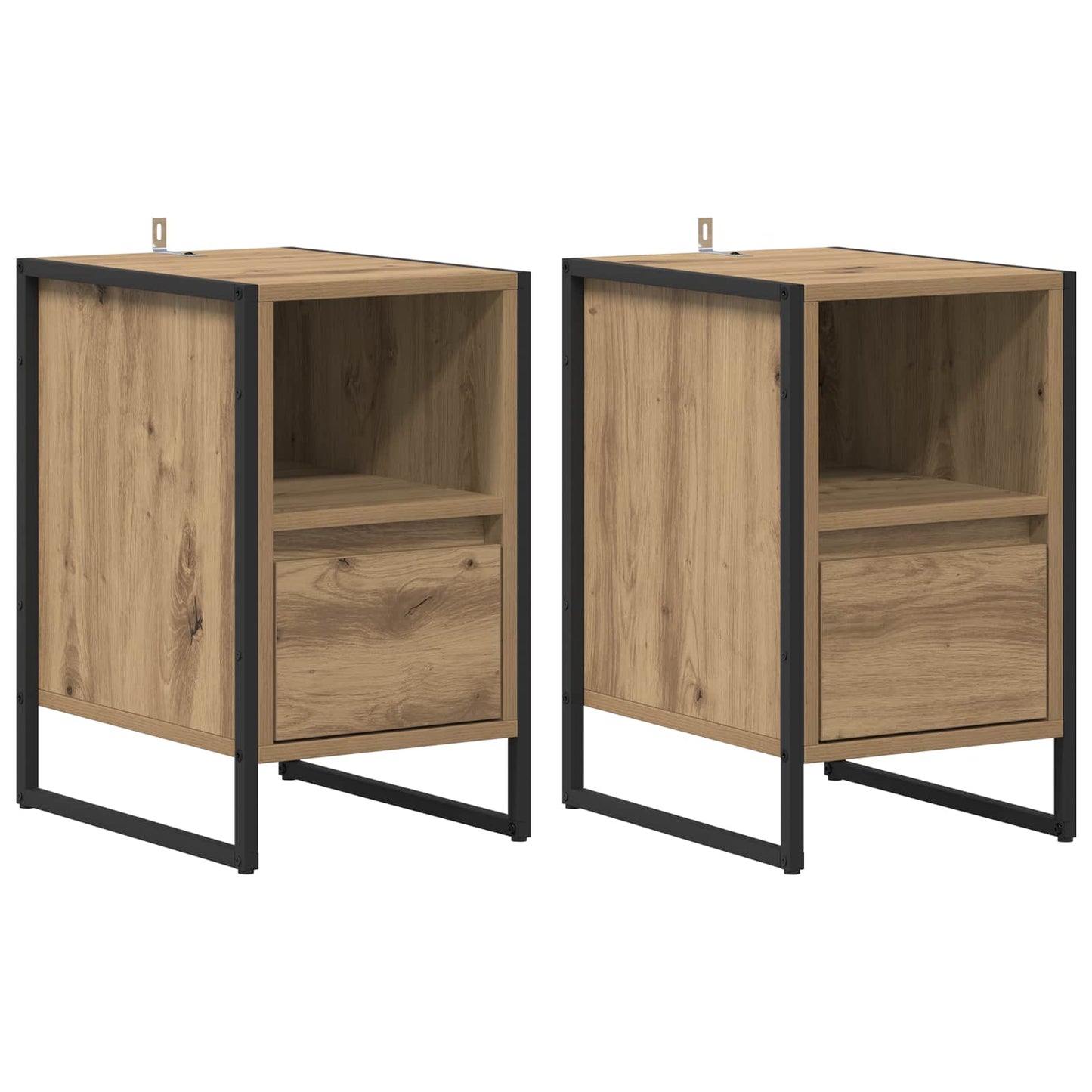 Nattbord 2 pcs Kunstnerisk Eik 39,5 x 30 x 50 cm Konstruert tre