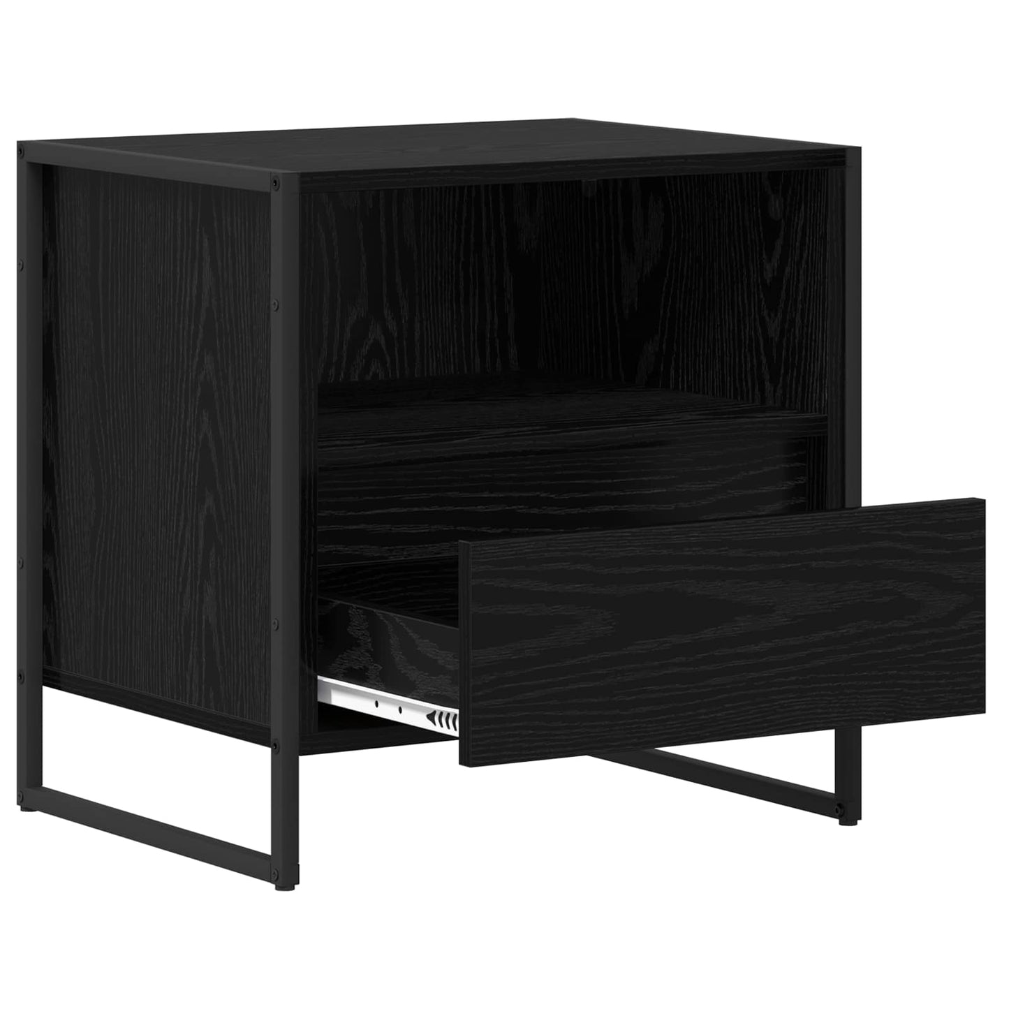 Nattbord med skuff Svart Eik 50 x 39,5 x 50 cm Konstruert tre