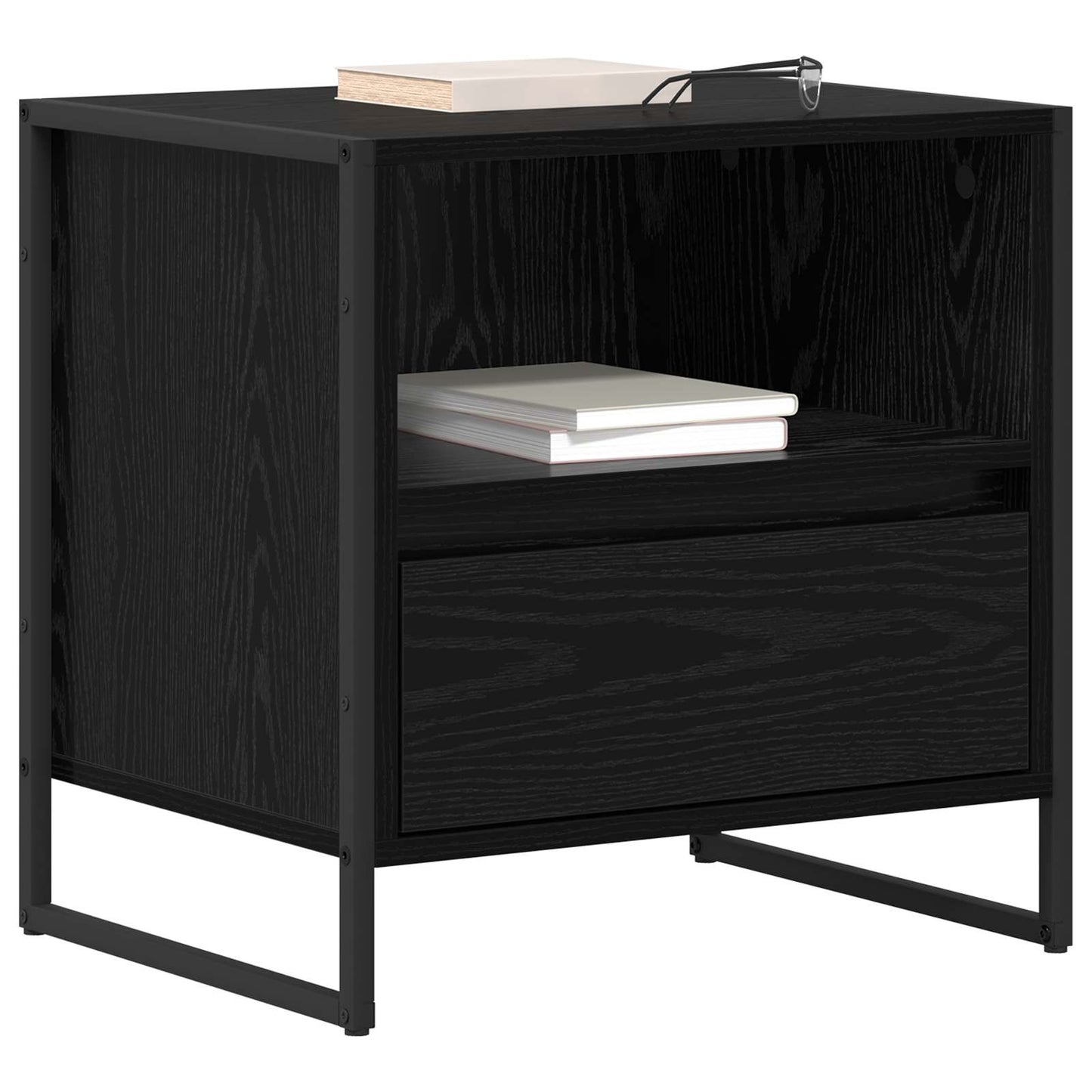 Nattbord 2 pcs Svart Eik 50 x 39,5 x 50 cm Konstruert tre